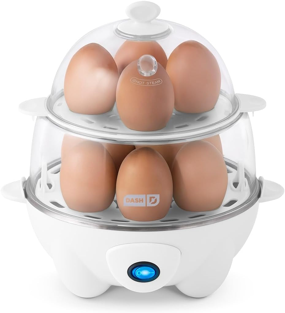 Deluxe Egg Cooker - Boiler, Poacher & Steamer - Includes Measuring & Recipe Guide - Dishwasher Safe - Holds 12 Eggs, Black