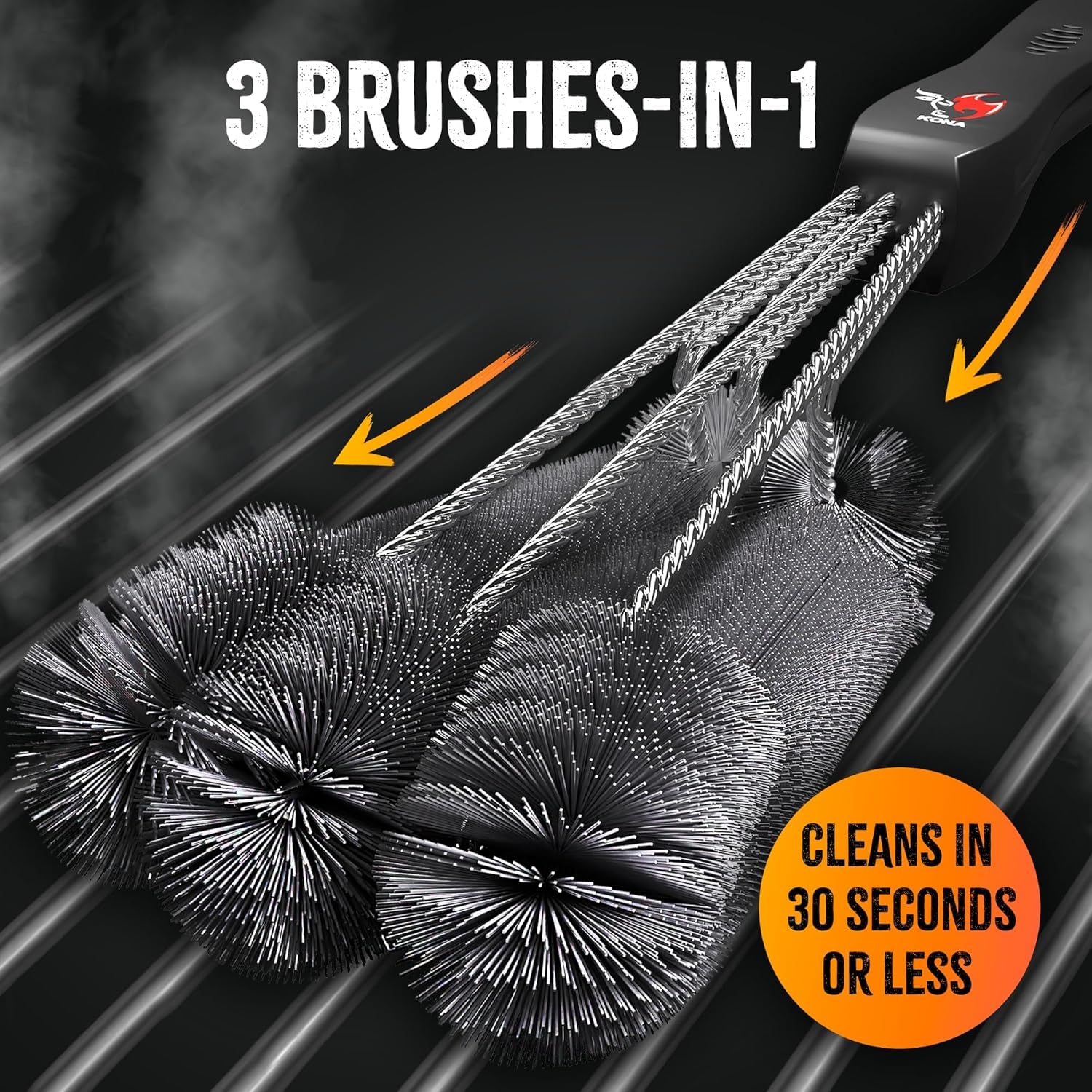 360 Clean Grill Brush – Powerful Grill Cleaner & BBQ Grill Brush for Outdoor Grill – Safe, Bristle BBQ Brush Grill Scraper, Accessory for Easy 30 Second Grill Cleaning - 18 Inch Long Handle