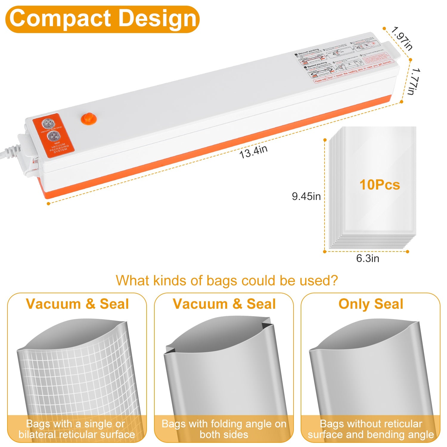 Electric Vacuum Sealer Machine Household Automatic Food Vacuum Sealer Quick Sealing System Machine for Food Dry Moist Food