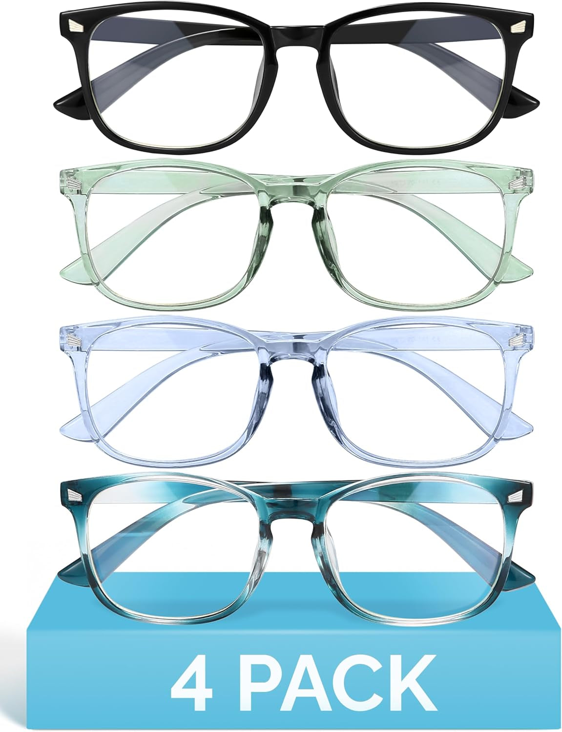 6 Pack Blue Light Blocking Glasses for Women Men – Stylish Computer & Gaming Glasses, Fashion Square Frame Eyewear