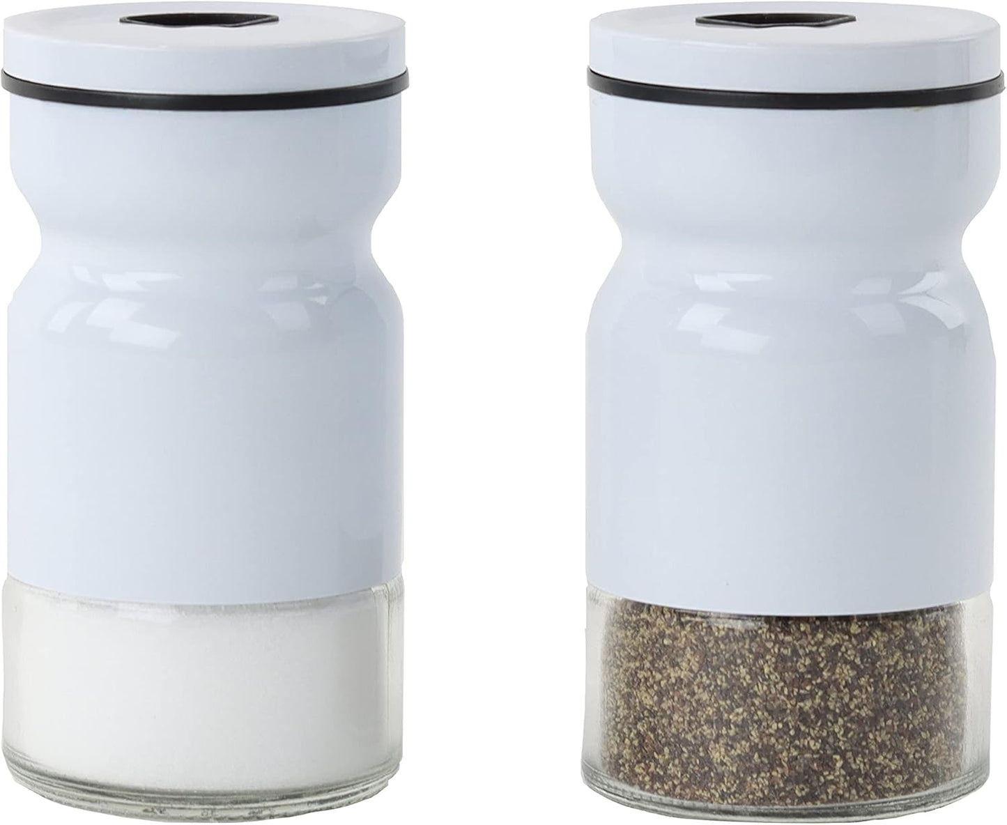 Glass & Metal Salt and Pepper Shaker - Set of 2 Red