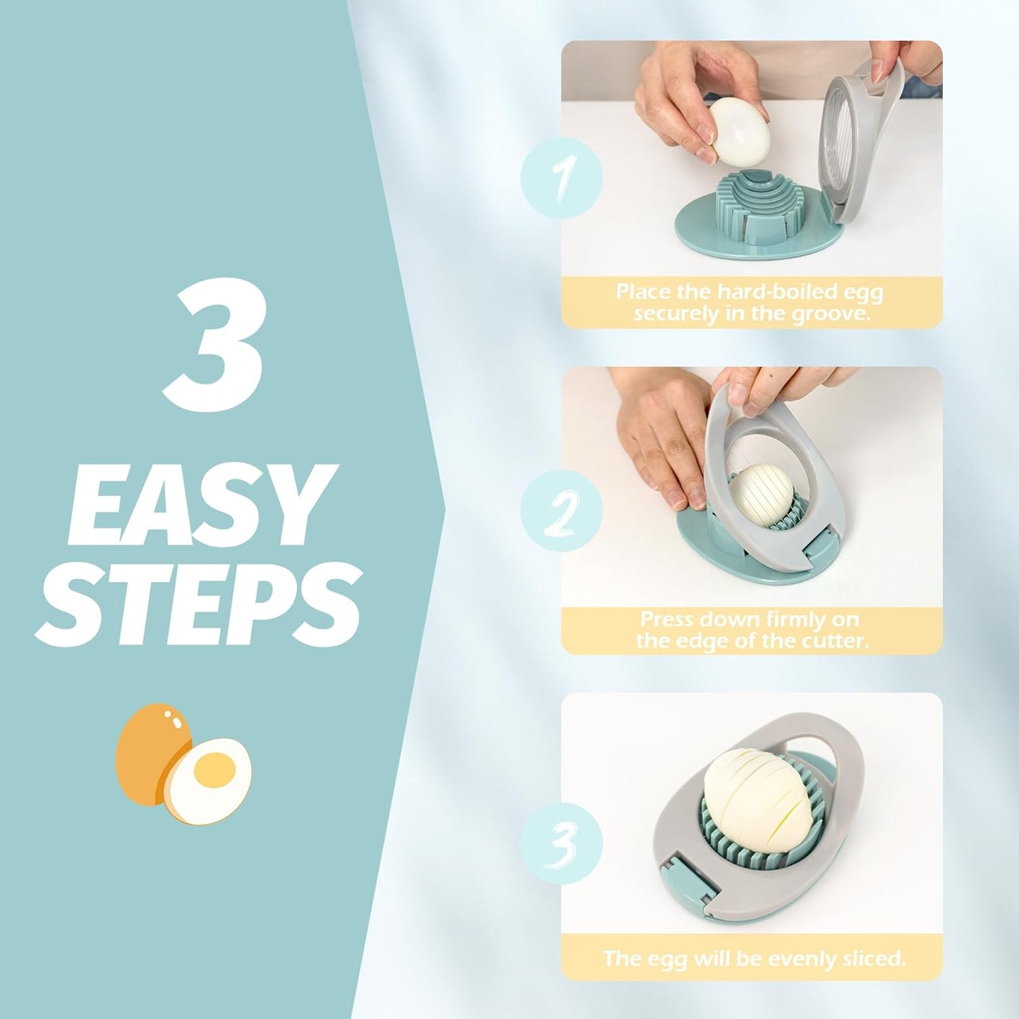 Egg Slicer Easy to Clean Egg Cutter with Stainless Steel Wire for Kitchen Soft Fruit, Strawberrys Kiwis Sandwiches Salads