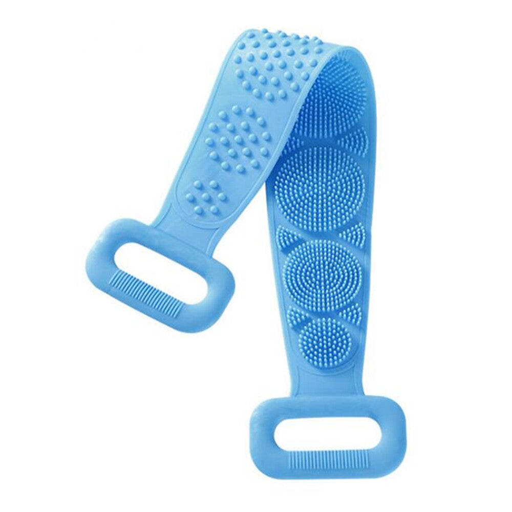Silicone Bath Towel Rub Body Brush Shower Pull Back Strip Scrubber Exfoliating