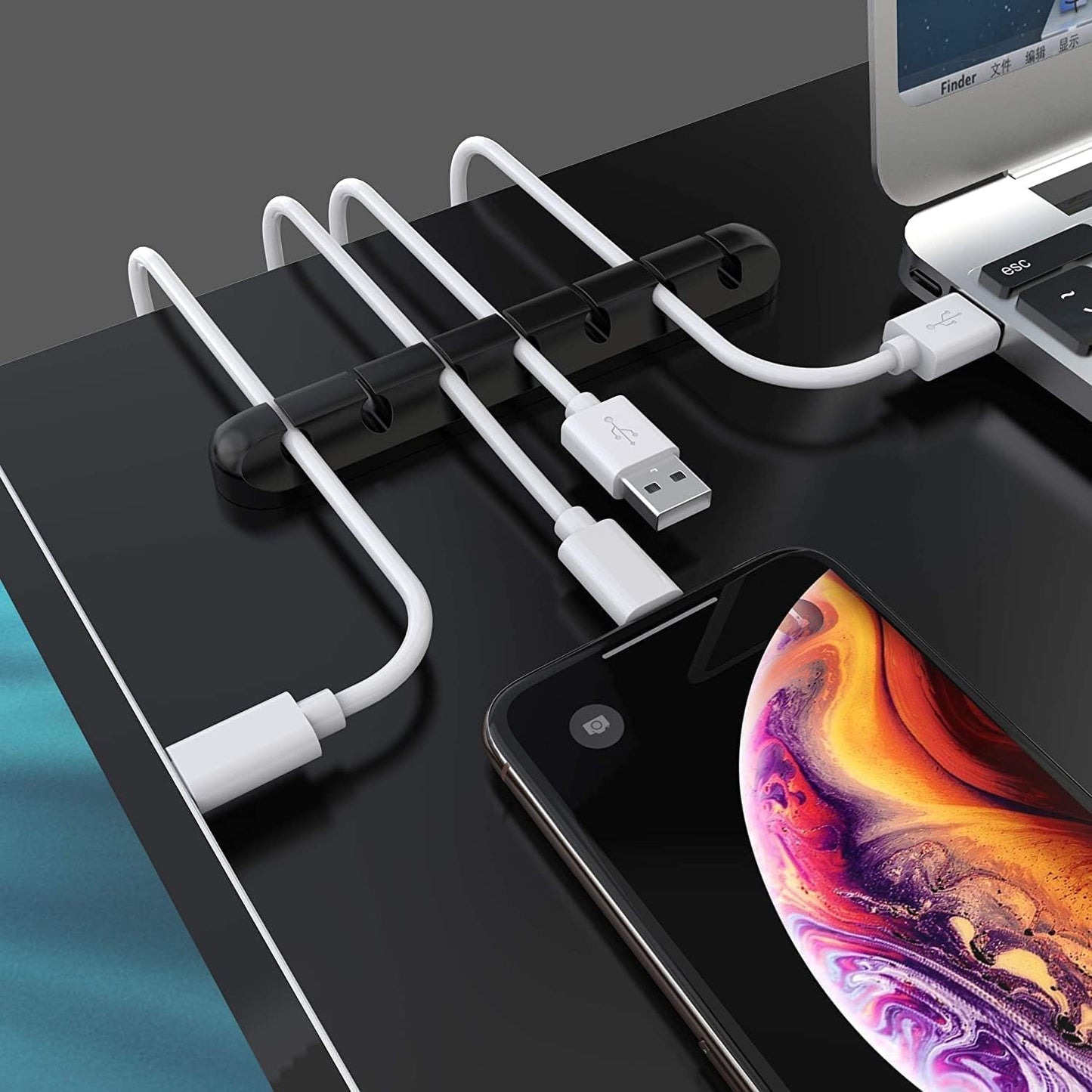 Cable Holder Clips, 3-Pack Cable Management Cord Organizer Clips Silicone Self Adhesive for Desktop USB Charging Cable Nightstand Power Cord Mouse Cable Wire PC Office Home