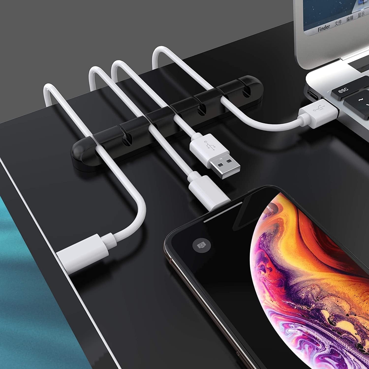 Cable Holder Clips, 3-Pack Cable Management Cord Organizer Clips Silicone Self Adhesive for Desktop USB Charging Cable Nightstand Power Cord Mouse Cable Wire PC Office Home