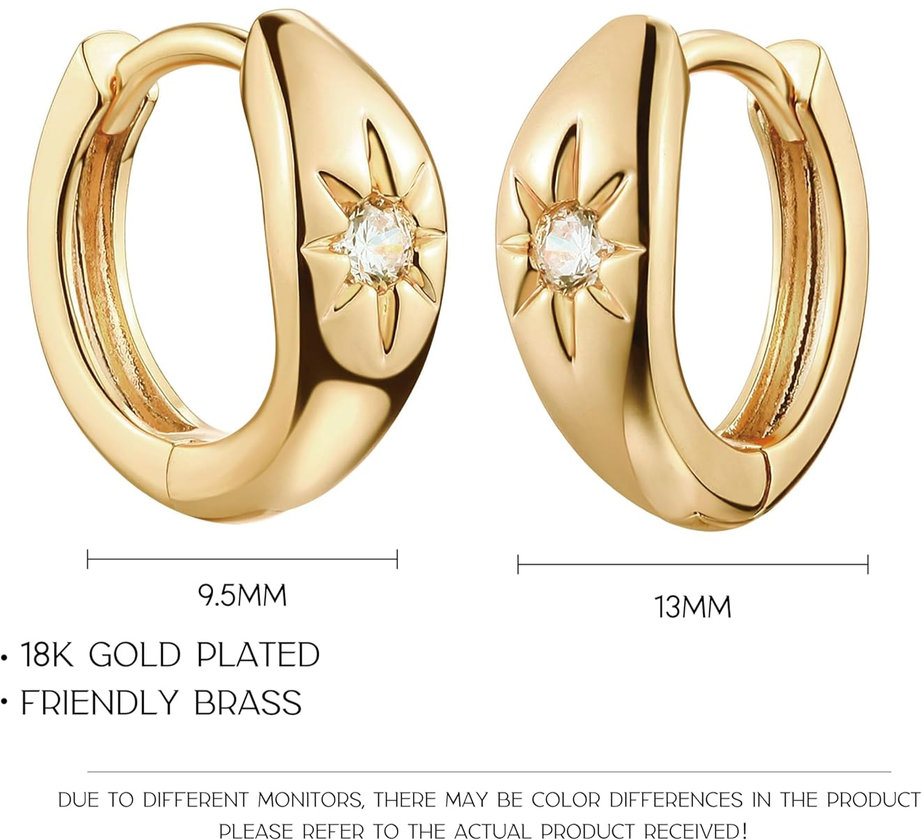 Gold Chunky Huggie Hoop Earring 18K Gold Plated Dainty Handmade Hypoallergenic Sleeper Hoop Earrings for Women