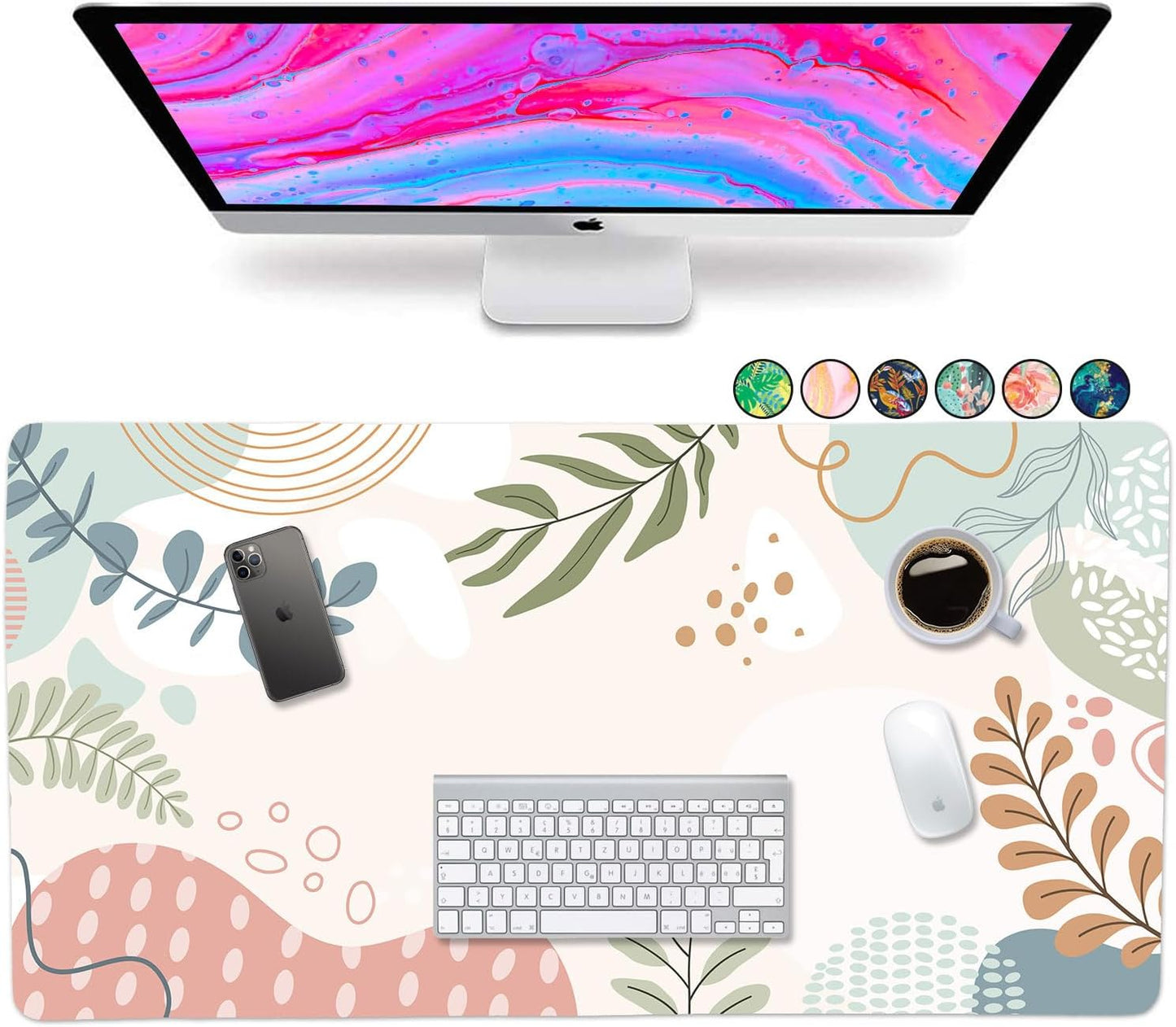 Large Mouse Pad Desk Mat 15" X 30" – Extended Floral Desk Protector for Keyboard & Mouse – Non-Slip Waterproof Cute Office Pad Aesthetic Workstation Mat