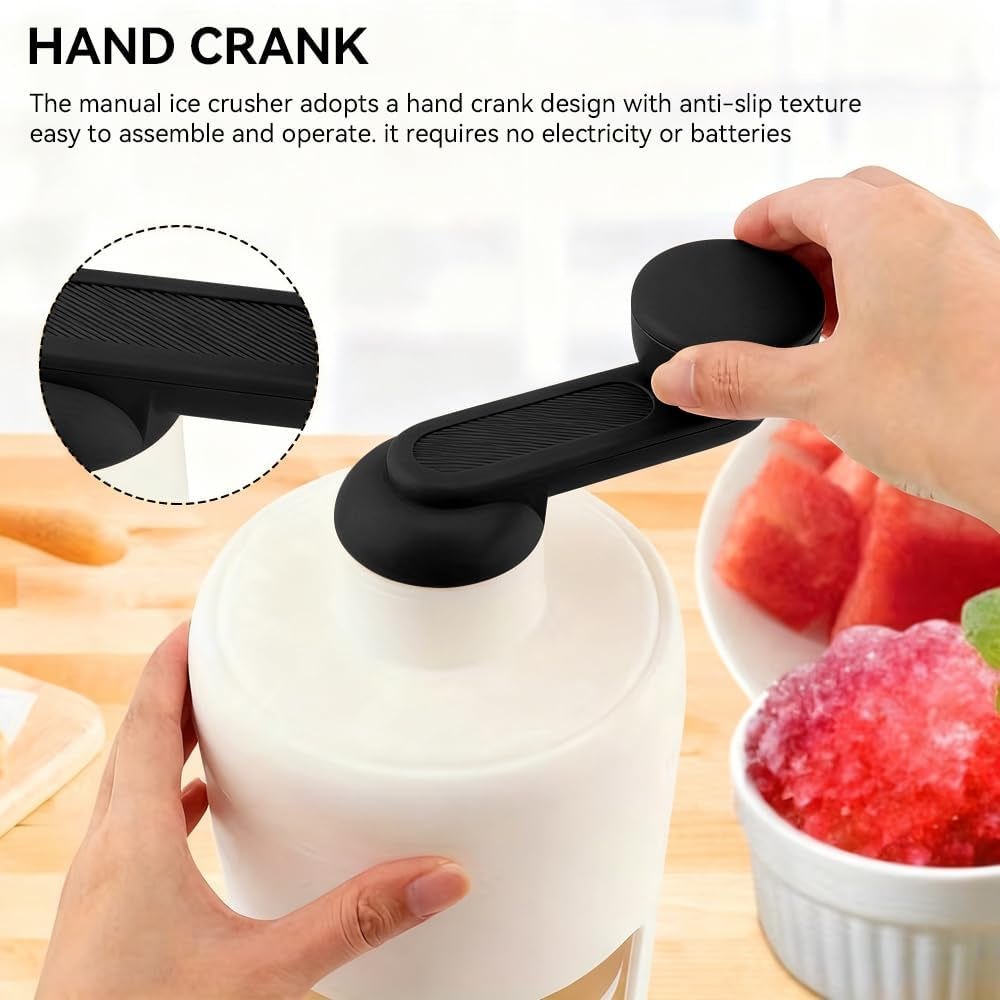 Shaved Ice Mini Snow Cone Machine, Portable Countertop Ice Shaver with No Slip Base, No Electricity Needed, Ice Cup Included, Lightweight, Stainless Steel Blade