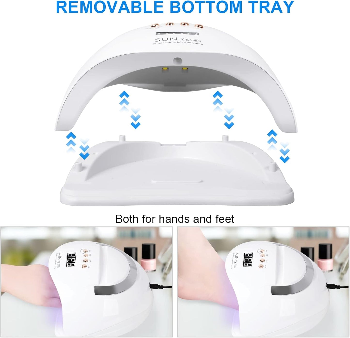 UV LED Nail Lamp, 220W UV Nail Polish Light with Phone Holder Professional Nail Gel Polish Dryer Curing Lamp with 4 Timer Setting, Auto Sensor 45 Beads for Nail Art Design