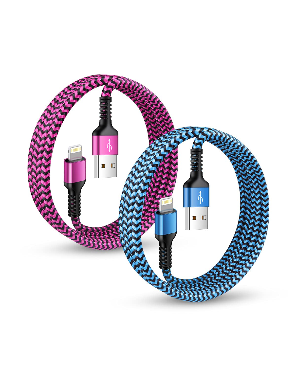 Rapid Charging Iphone Cable, Apple MFI Certified Extension Charging USB Wire, Long Braided Data Sync Transfer Power Line for Iphone 14 13 12 11 Pro Max/10/Xs/Xr/Se, USB to Lightning Cord 10FT | 2Pcs