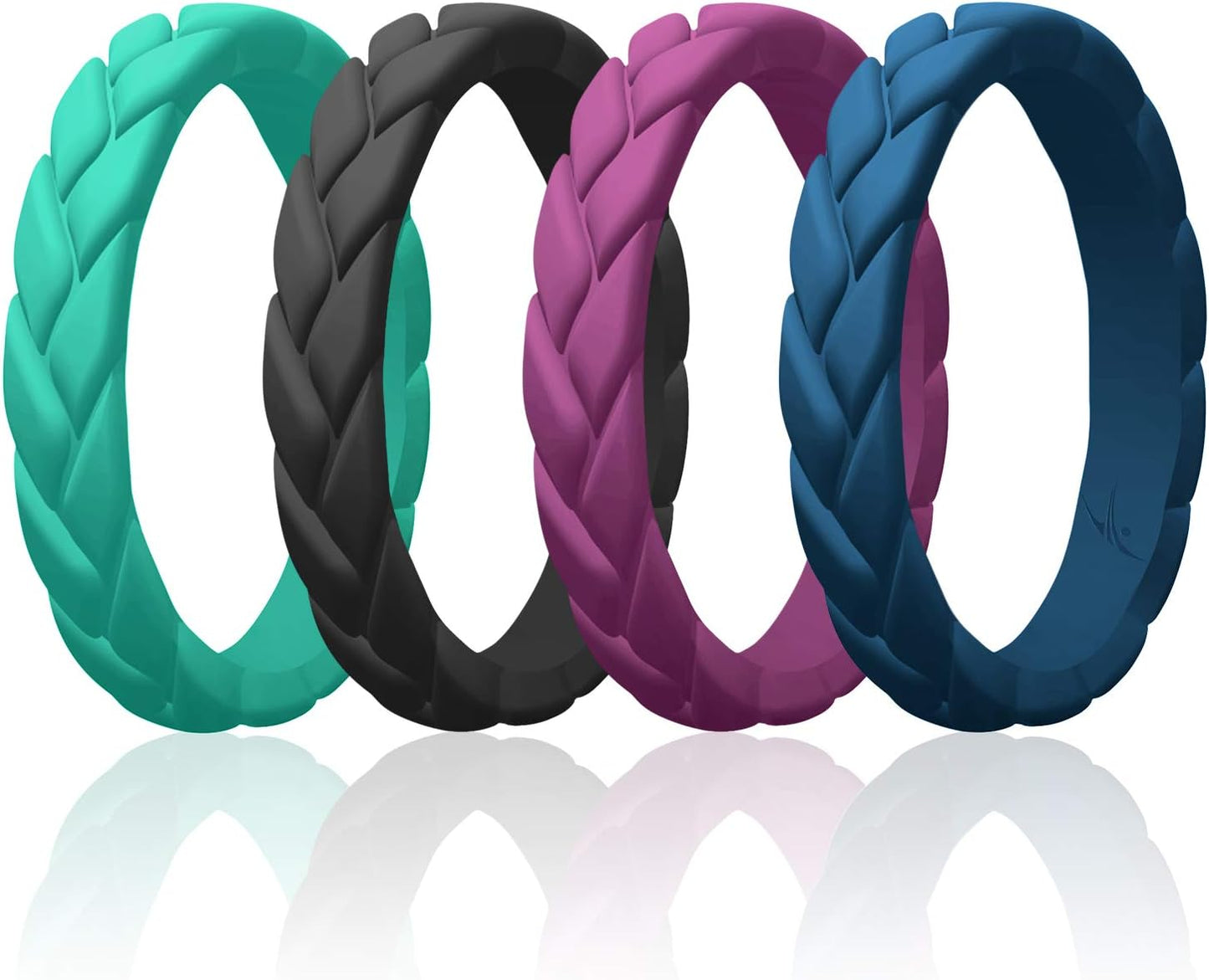 Silicone Rubber Wedding Rings for Women, Thin Stackable Rubber Silicone Wedding Band, Bridal Jewelry Set, Anniversary Rings, Promise Ring, Flame Leaves & Leaves Style, Multi Packs, Multi Colors