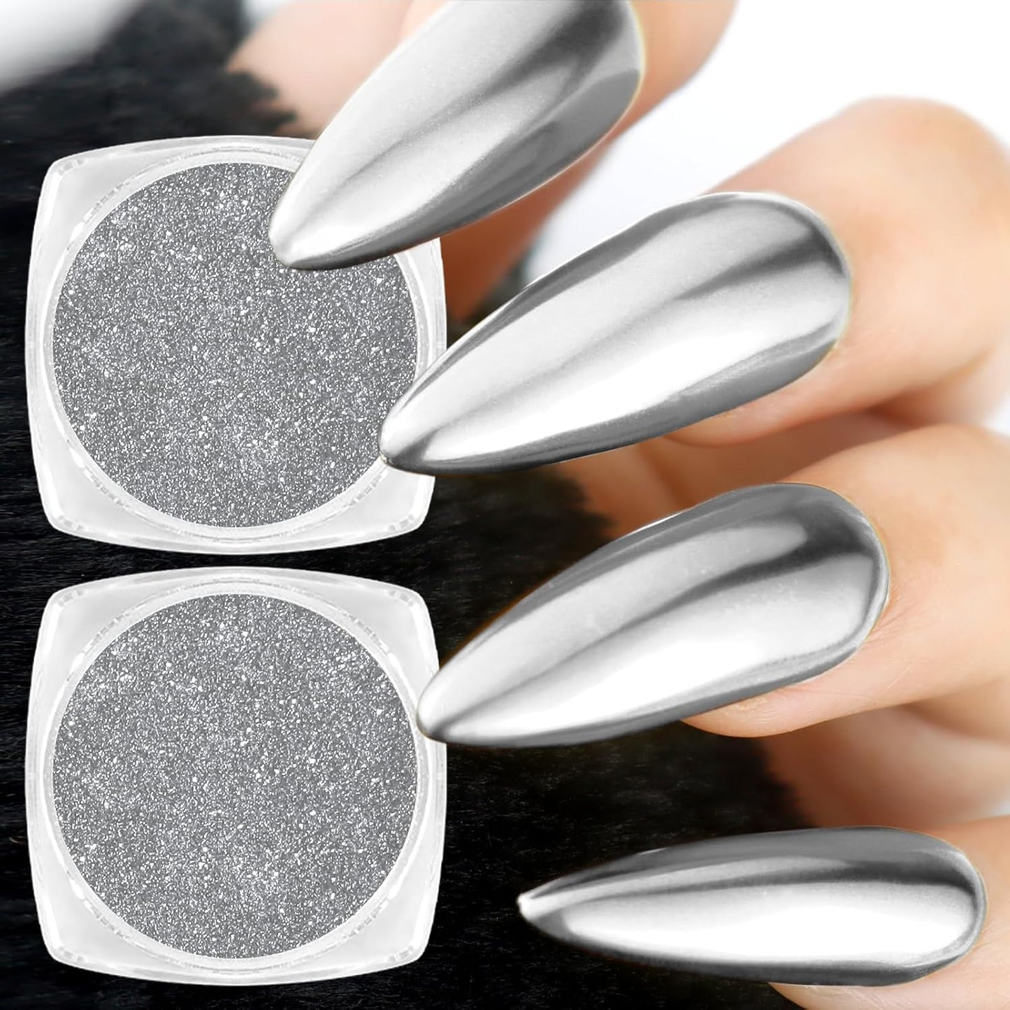 White Pearl Chrome Nail Powder, Iridescent Aurora Powder Metallic Mirror Effect Glitter Powder Pearlescent Ice Transparent Mermaid Pigment Pearl Glitter Dust Kit for Nail Art Decoration