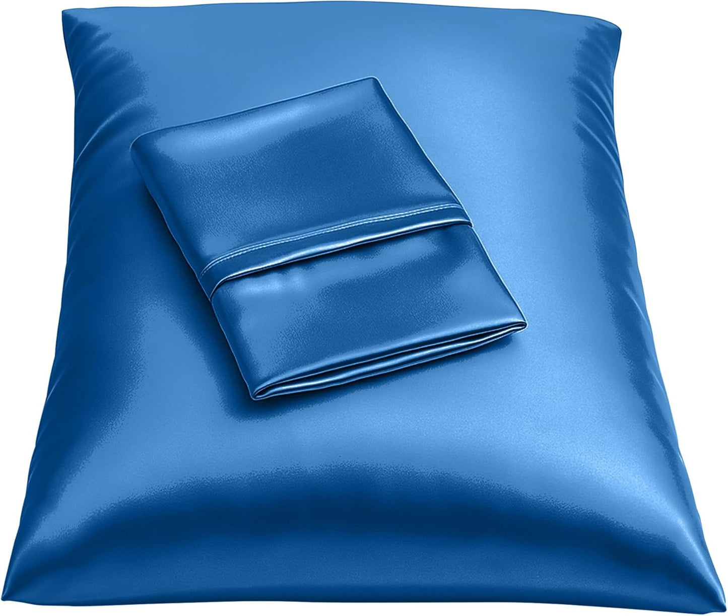 Satin Pillowcase with Zipper, for Hair and Skin Care, Feels Soft and Cool like a Silk Pillowcase, Satin Pillow Cases 2 Pack, Slik Pillow Cover, Baby Blue - Standard Size, Set of 2