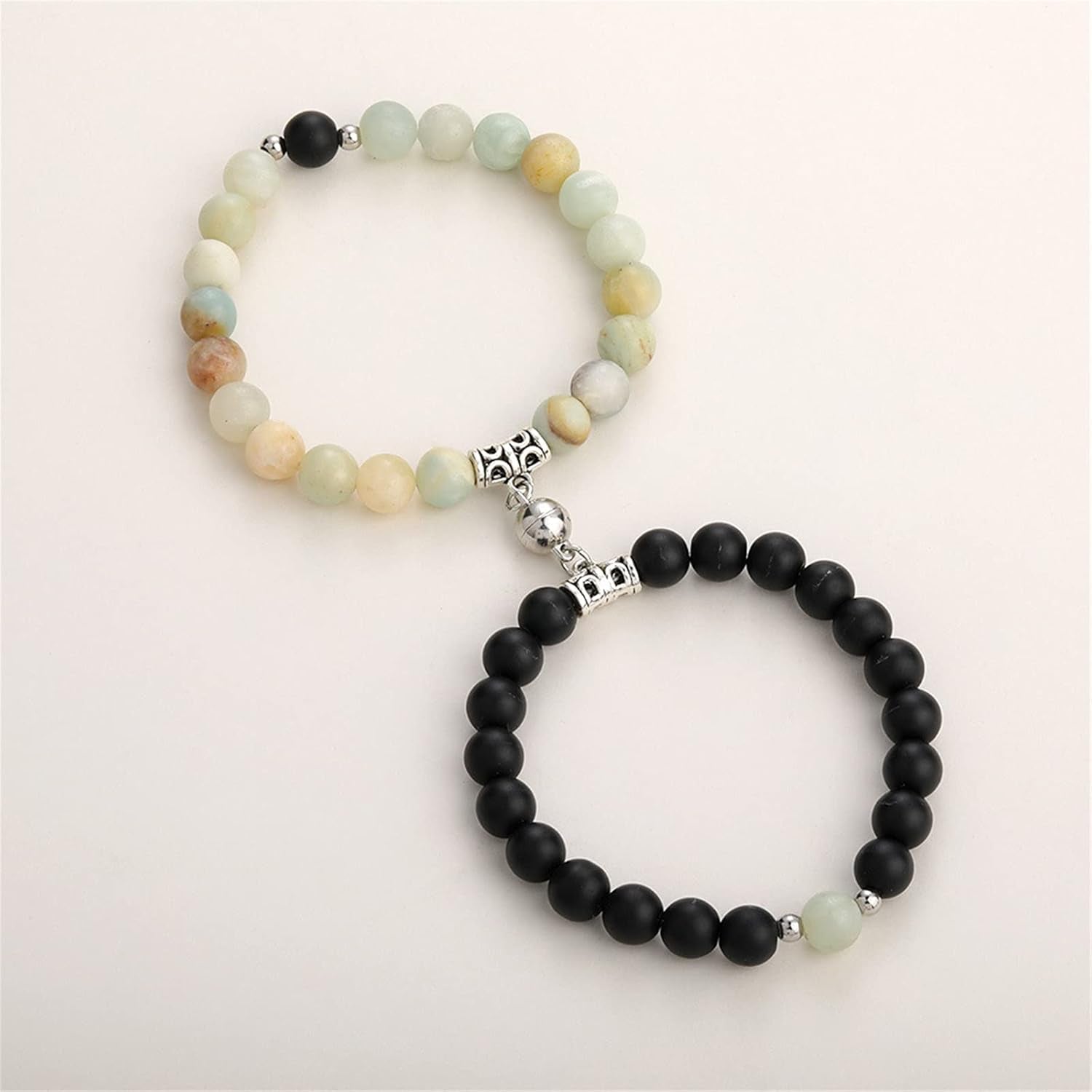 2Pcs Natural Stone Chakra Tiger Eye Beads Bracelet Couples Matching Frosted Stone Bracelet for Women Men Best Friend Lovers Friendship Unisex Jewelry Gift