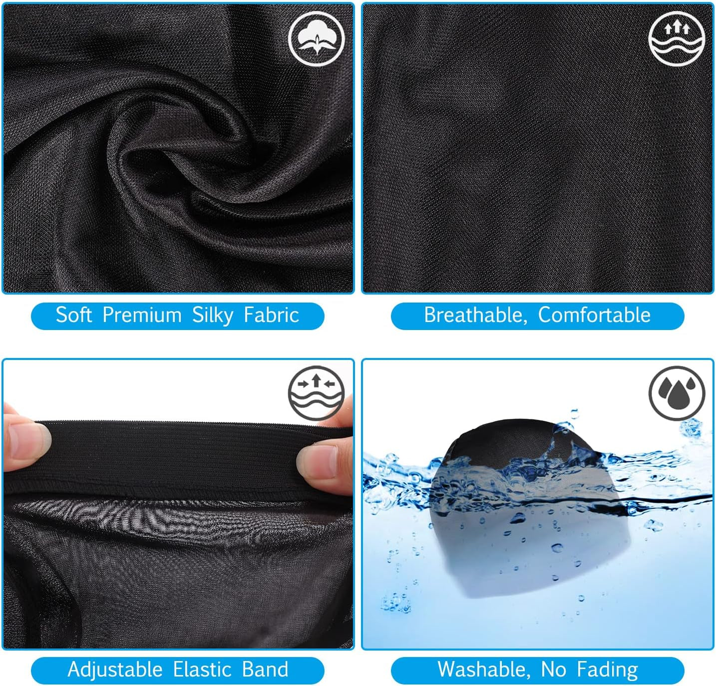 Durags Bonnet 2 PCS Turban Wave Cap Night Grip Loc Turban Caps Skull Beanies Bandana Hat Hair Cover Tie Wrap Scarf