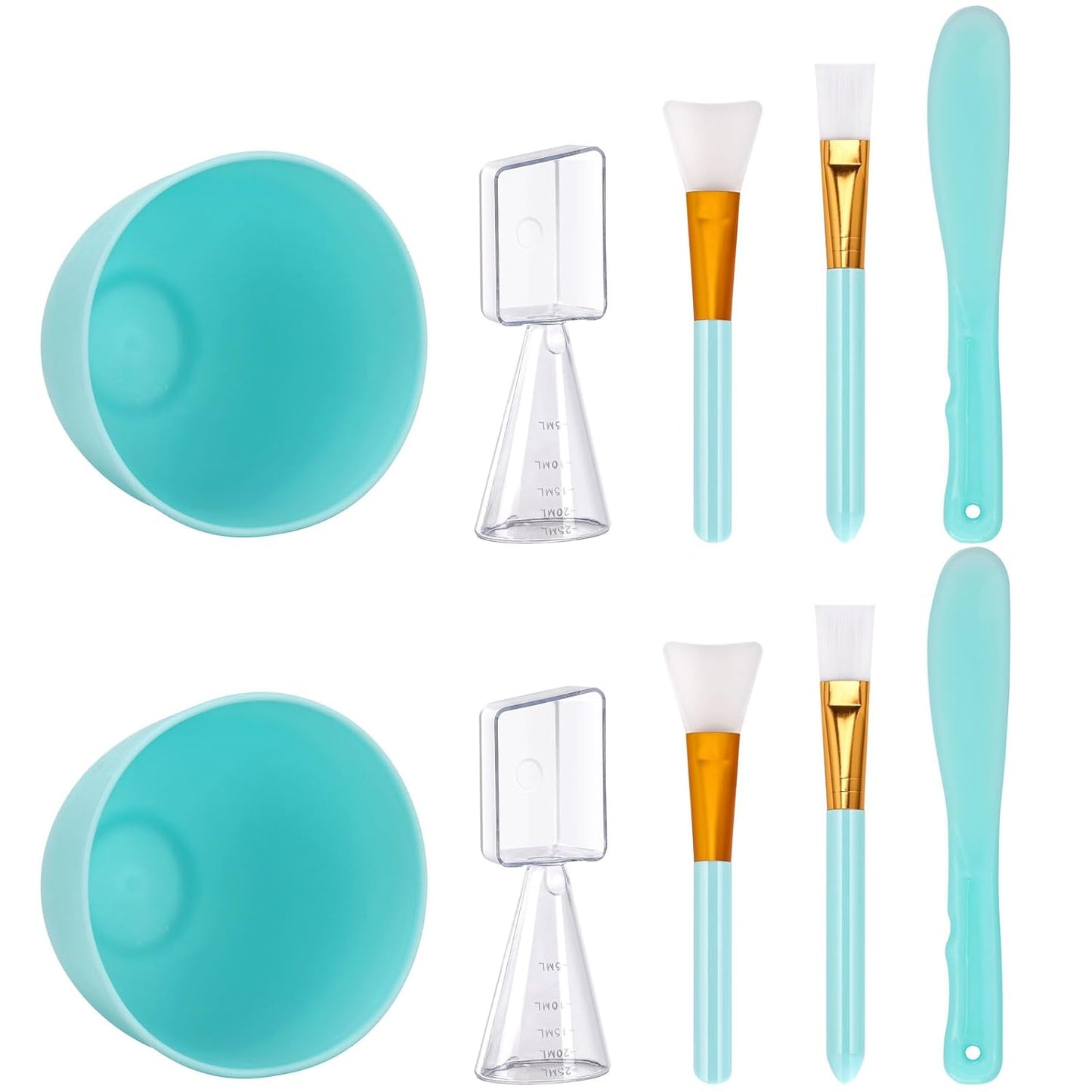 Face Mask Mixing Bowl Set, 10 Pcs DIY Facemask Mixing Tool Kit with Silicone Facial Mask Bowl Brushes Stick Spatula Measuring Cup (Blue)
