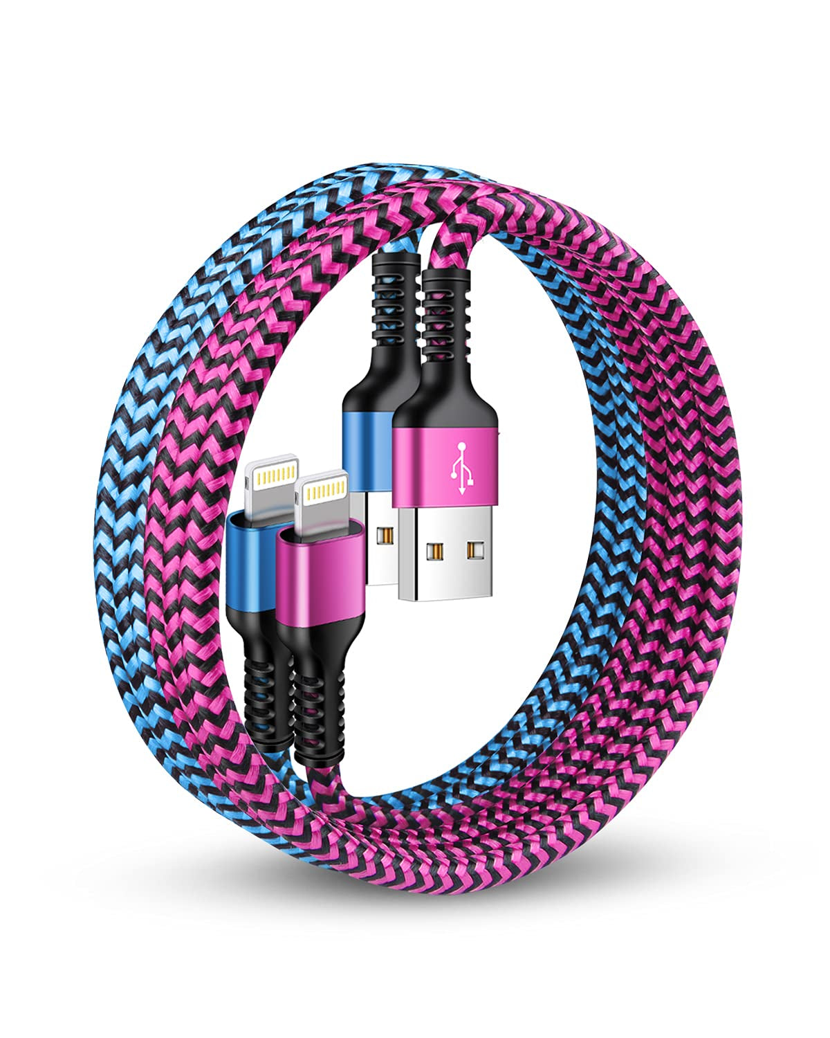 Rapid Charging Iphone Cable, Apple MFI Certified Extension Charging USB Wire, Long Braided Data Sync Transfer Power Line for Iphone 14 13 12 11 Pro Max/10/Xs/Xr/Se, USB to Lightning Cord 10FT | 2Pcs