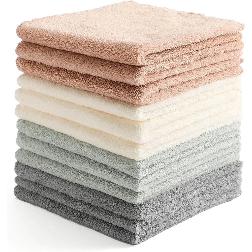 12 Pack Cleaning Cloth,Ultra Soft Absorbent Quick Drying Microfiber Cleaning Rags,No Scratches,Reusable,Washable,Lint Free Cleaning Towels for Kitchen,Window,Glass,Car,11.8"×11.8",(Multicolor)
