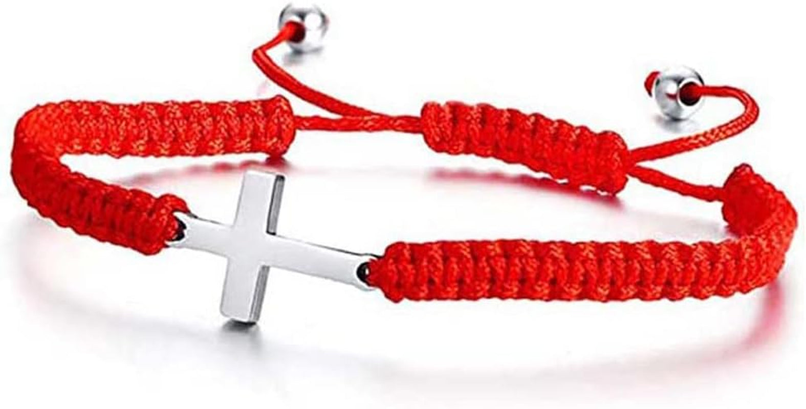 Handmade Cross Lucky Knot Adjustable Red String Protection Bracelet Boho Amulet Wax Thread Rope Charm Bracelet Bangles for Women Men Couple Jewelry