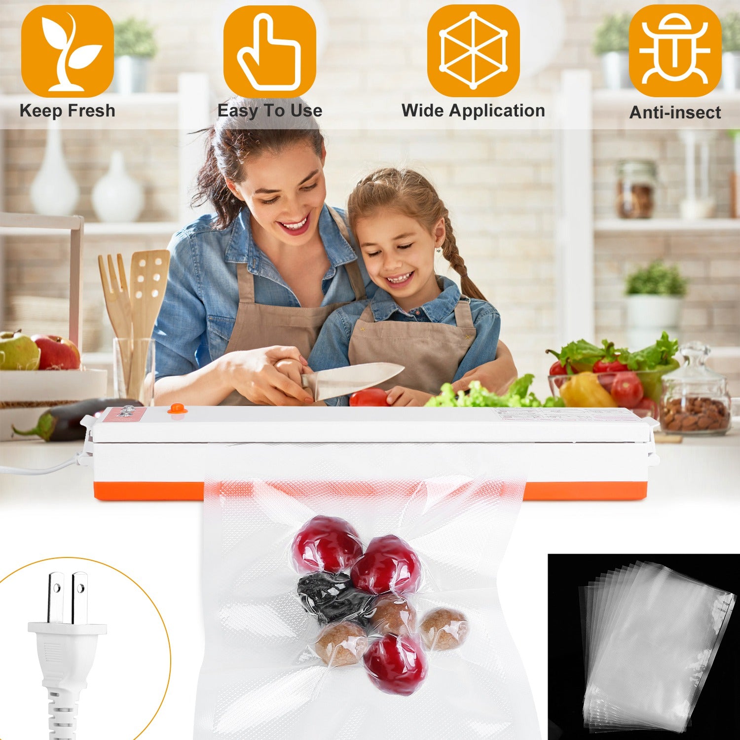 Electric Vacuum Sealer Machine Household Automatic Food Vacuum Sealer Quick Sealing System Machine for Food Dry Moist Food