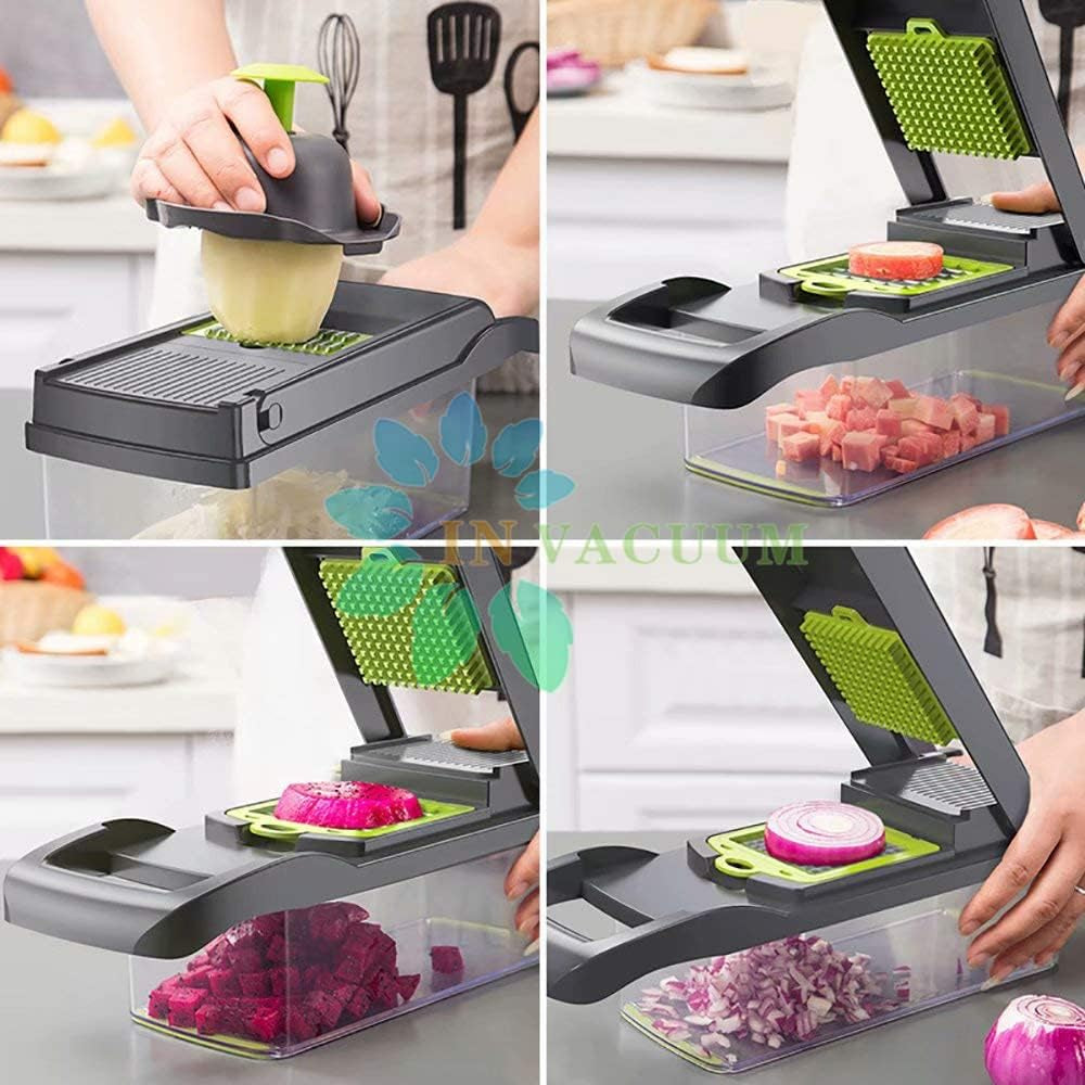 Vegetable Chopper, 15-In-1 Onion Food Chopper Multifunctional Mandoline Slicer Cutter Chopper and Grater Food Slicer Vegetable Cutter