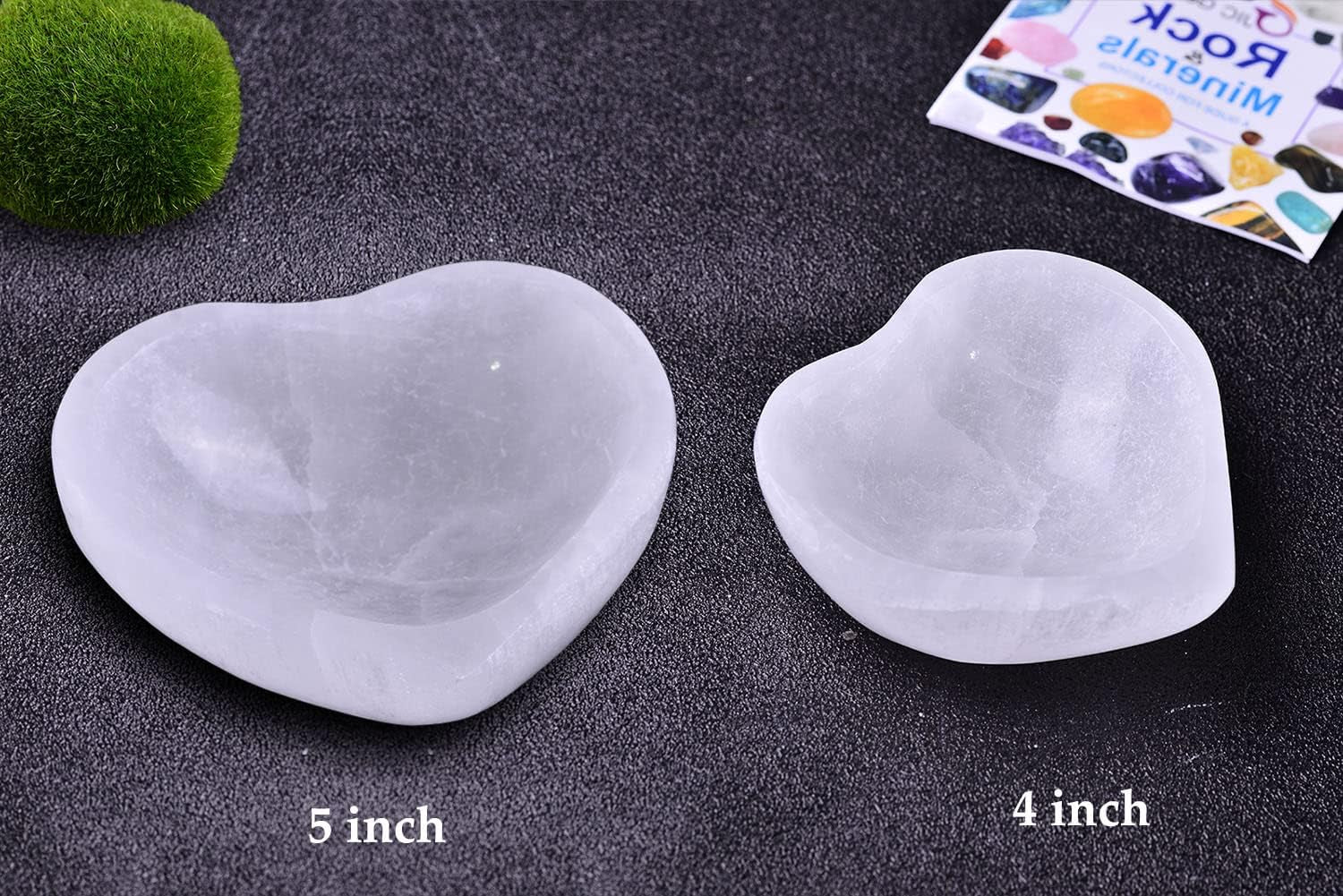 5.5" Hand Carved Selenite Bowl Heart Shape Moroccan Selenite Crystals for Cleansing, Charging, Decoration or Gift