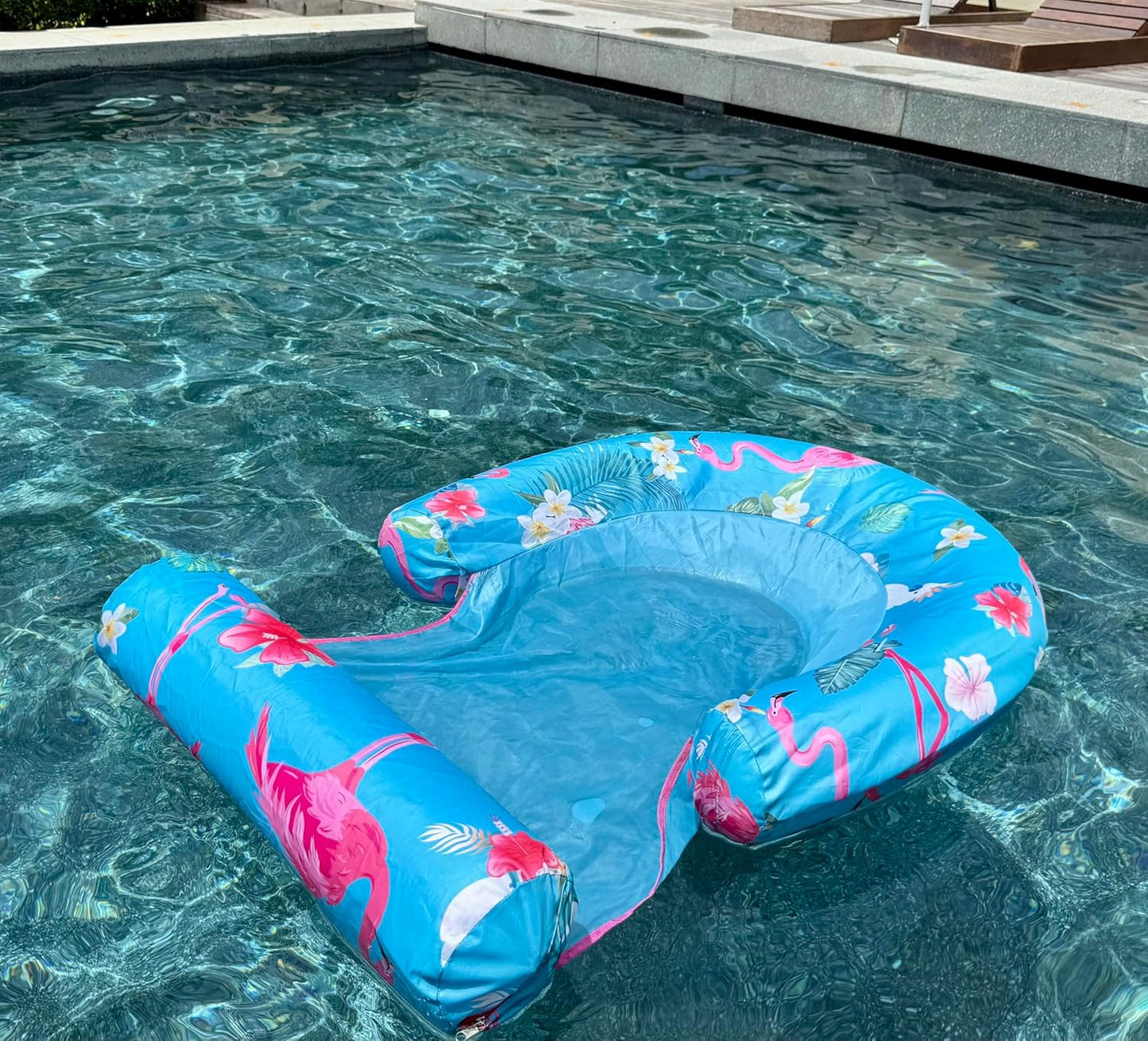 2 Pack Pool Floats Adult, Pool Lounger Float Raft Floating Chair with Leg-Rest, Adult Pool Float Chair for Swimming Pool, Beach, Lake