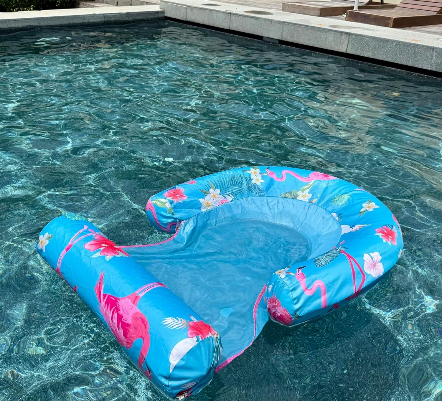 2 Pack Pool Floats Adult, Pool Lounger Float Raft Floating Chair with Leg-Rest, Adult Pool Float Chair for Swimming Pool, Beach, Lake