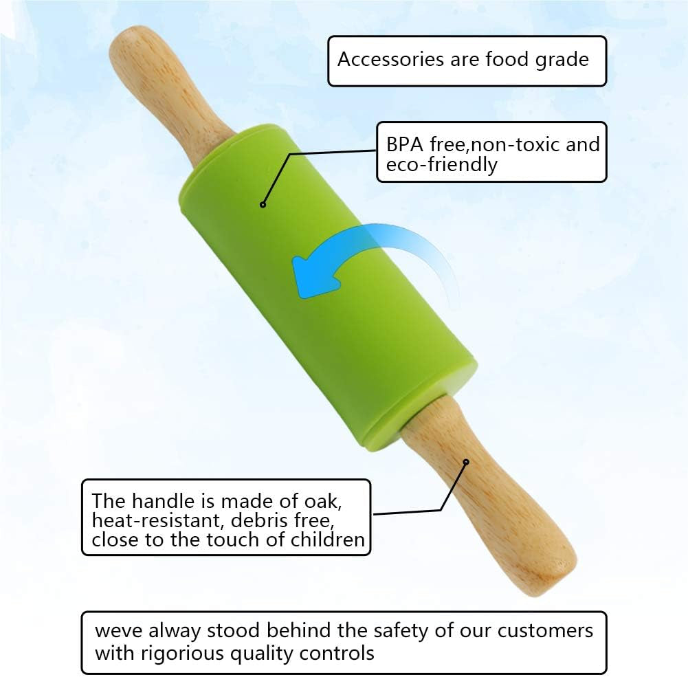 2PCS Small Rolling Pin, 9 Inch Kids Rolling Pin for Baking Supplies, Playdough, Wooden Handle Dough Rollers
