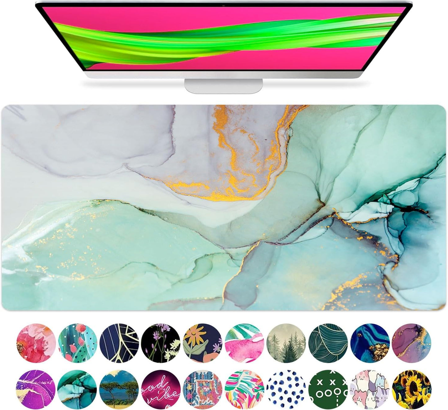 Large Mouse Pad Desk Mat 15" X 30" – Extended Floral Desk Protector for Keyboard & Mouse – Non-Slip Waterproof Cute Office Pad Aesthetic Workstation Mat