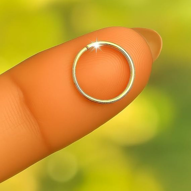 Gold Nose Ring - Tiny Thin 20 Gauge 7Mm Nose Hoop - Small 14K Gold Filled Nose Piercing Jewelry for Women - Handmade Nose Rings Hoops - Gift Ready