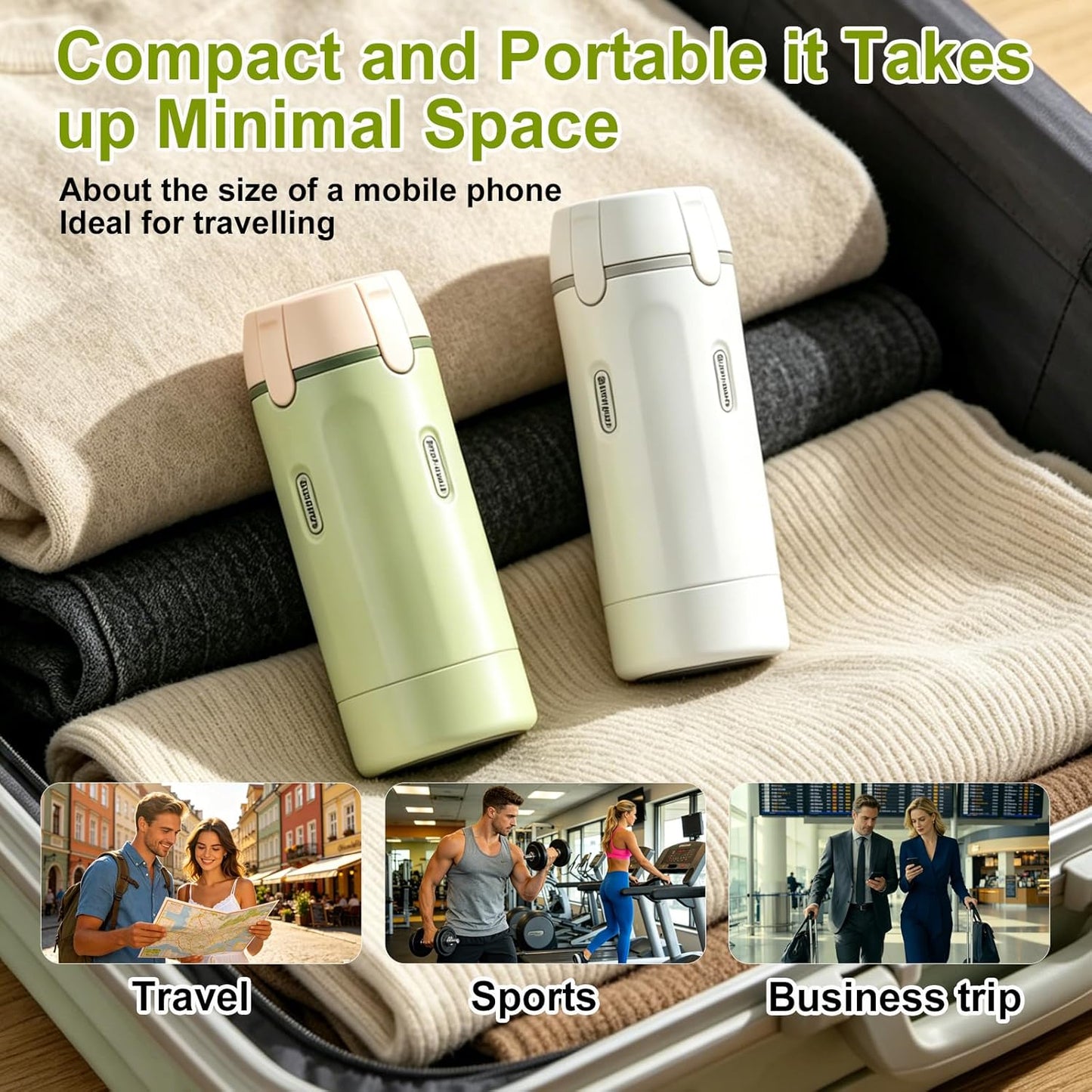 4 in 1 Travel Dispenser Bottle, Leakproof Rotatable Travel Pump Bottles for Toiletries, TSA Approved Hard Shell Liquid Containers (4X30Ml/1Oz), Essentials for Women & Men (White)