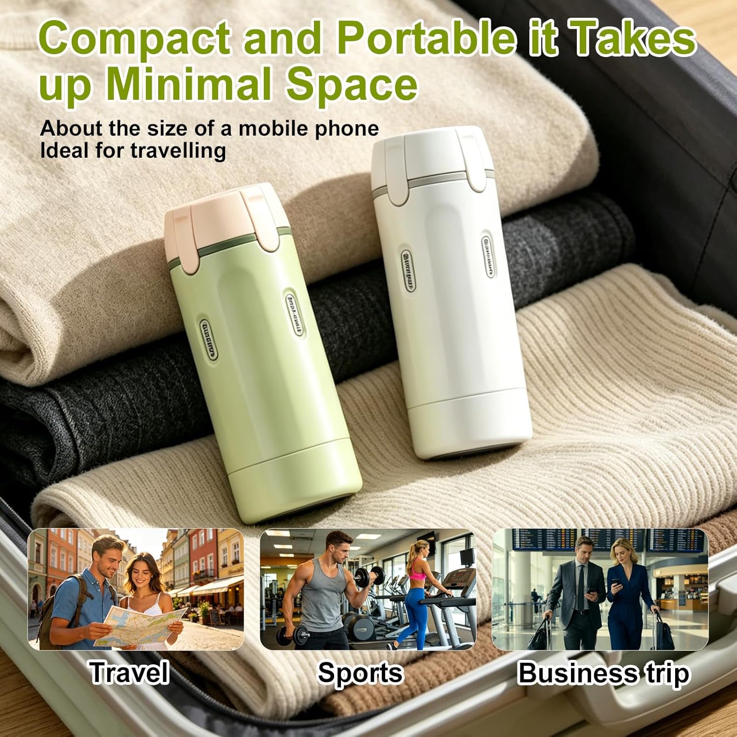4 in 1 Travel Dispenser Bottle, Leakproof Rotatable Travel Pump Bottles for Toiletries, TSA Approved Hard Shell Liquid Containers (4X30Ml/1Oz), Essentials for Women & Men (White)