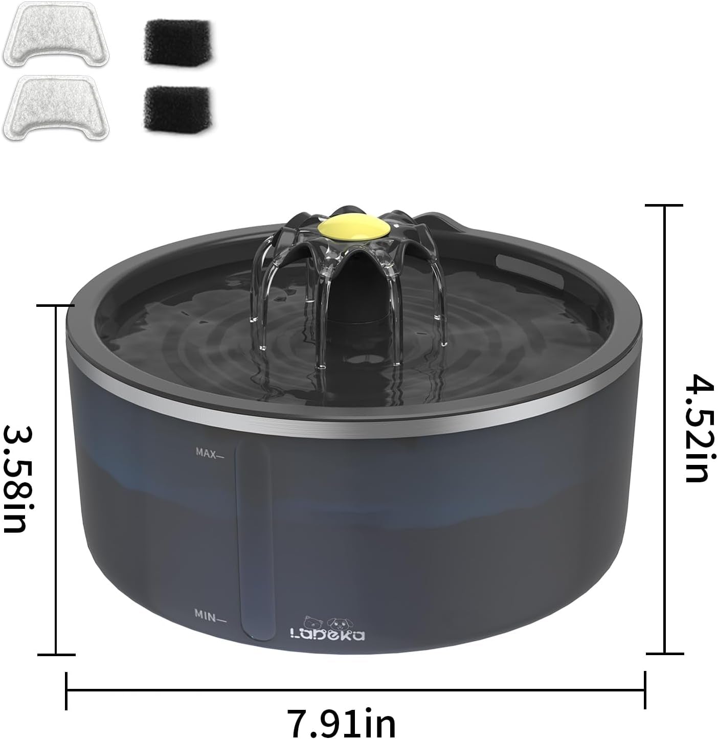 Cat Water Fountain, Cat Fountain Indoor Dual Filtration System, 2.5L/84Oz Automatic Pet Water Fountain, Ultra Silent - Easy Clean Cat Drinking Fountain
