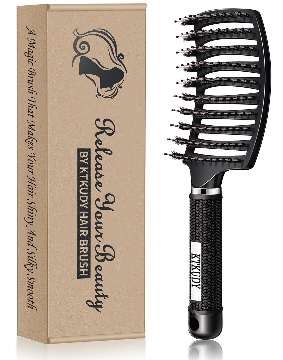 Detangling Hair Brush - Boar Bristle & Tangle-Free Design for Kids, Women, and Men - Perfect for Wet and Dry Hair - Smooth, Magical Pain-Free Styling (Red)