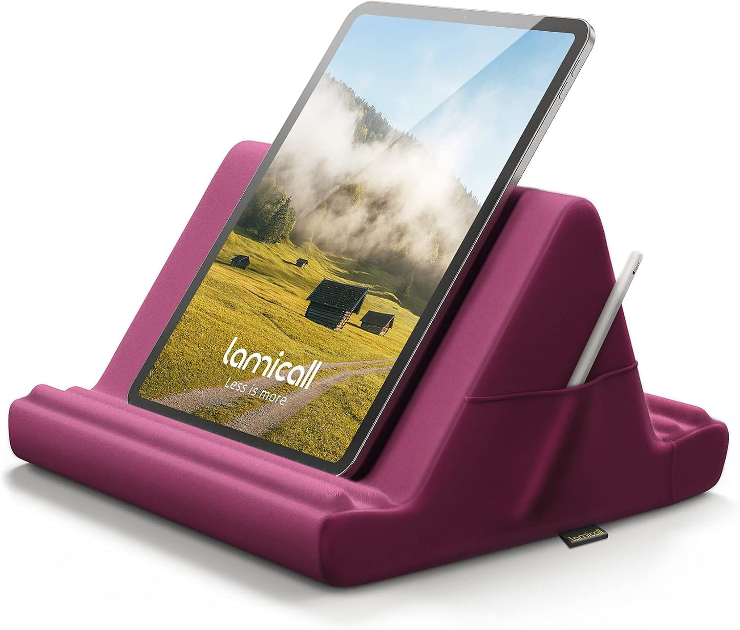 Tablet Pillow Holder Stand - Tablet Pillow Soft Pad for Lap, Bed and Desk with Pocket & 4 Viewing Angles, for Ipad Pro 13, 11, 12.9, Air, Mini, Kindle, Iphone, 4-13" Devices, Black