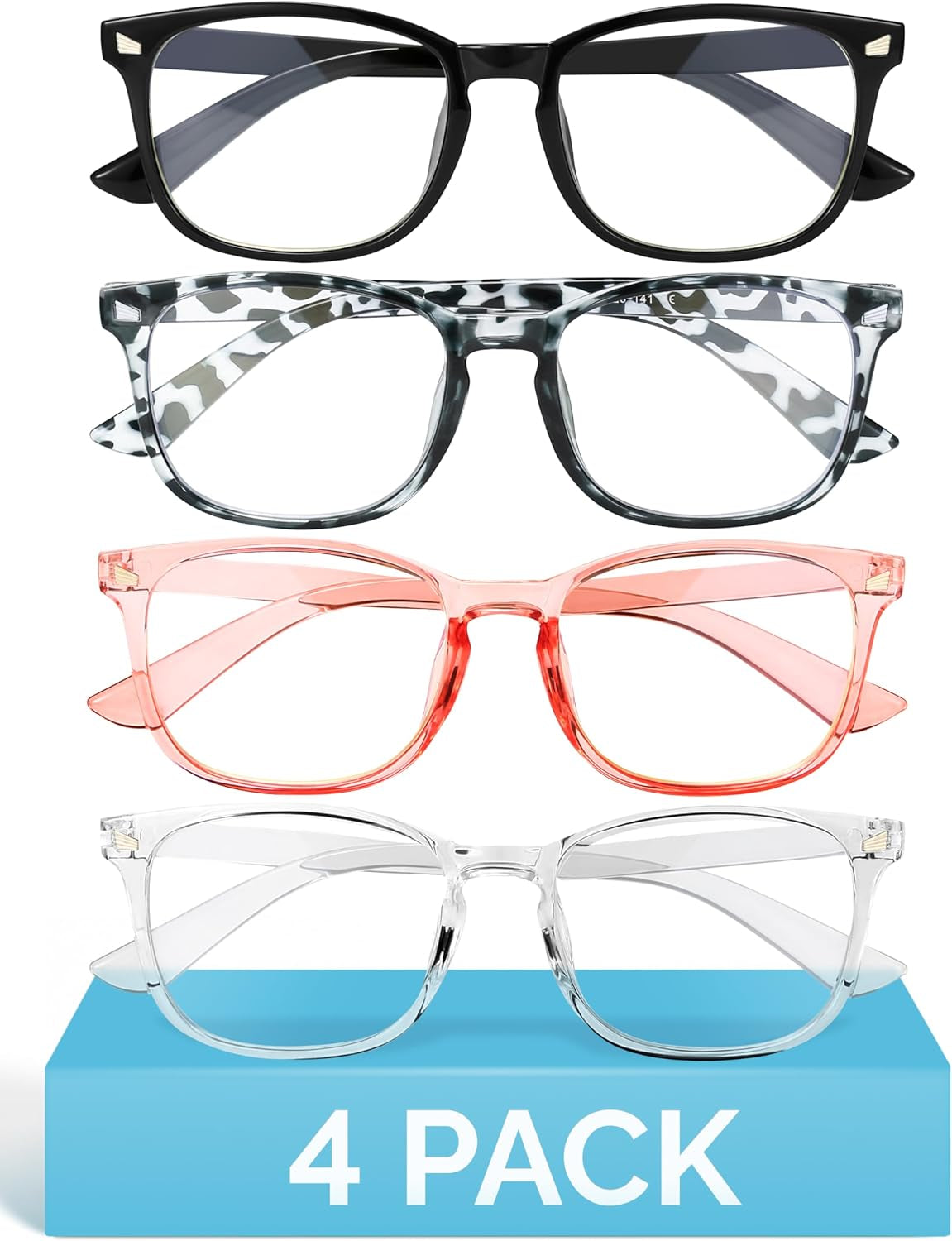 6 Pack Blue Light Blocking Glasses for Women Men – Stylish Computer & Gaming Glasses, Fashion Square Frame Eyewear