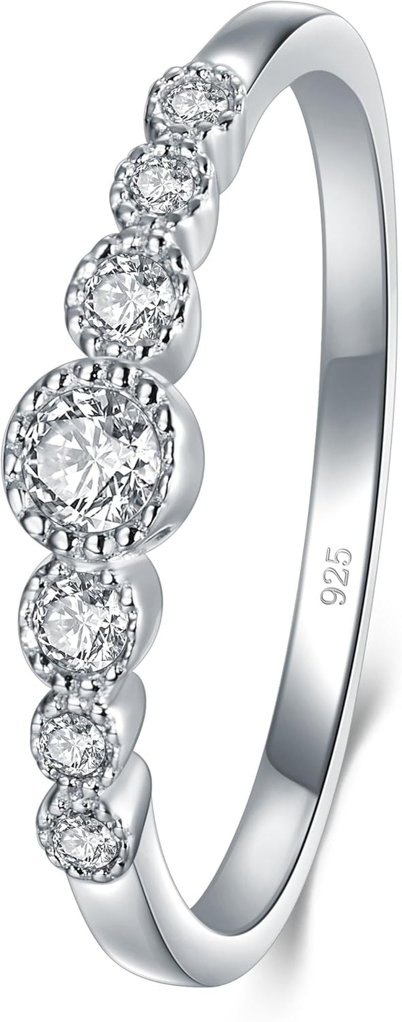 925 Sterling Silver Ring, Cubic Zirconia CZ Eternity Engagement Wedding Band Ring