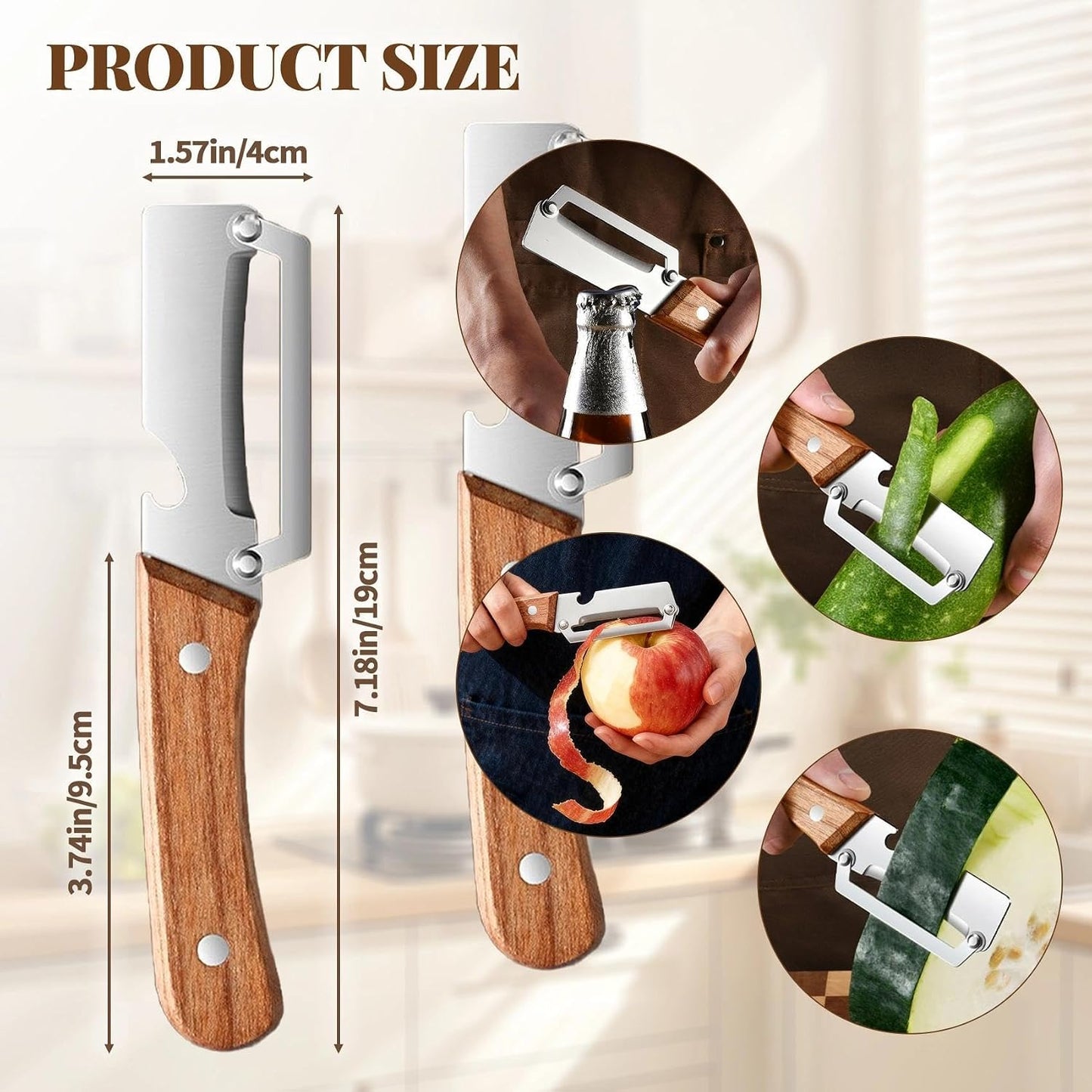 Vegetable Peeler for Kitchen – Potato Peeler, Fruit Peeler, Stainless Steel Blade, Ergonomic Non-Slip Handle, Multi-Functional with Bottle Opener