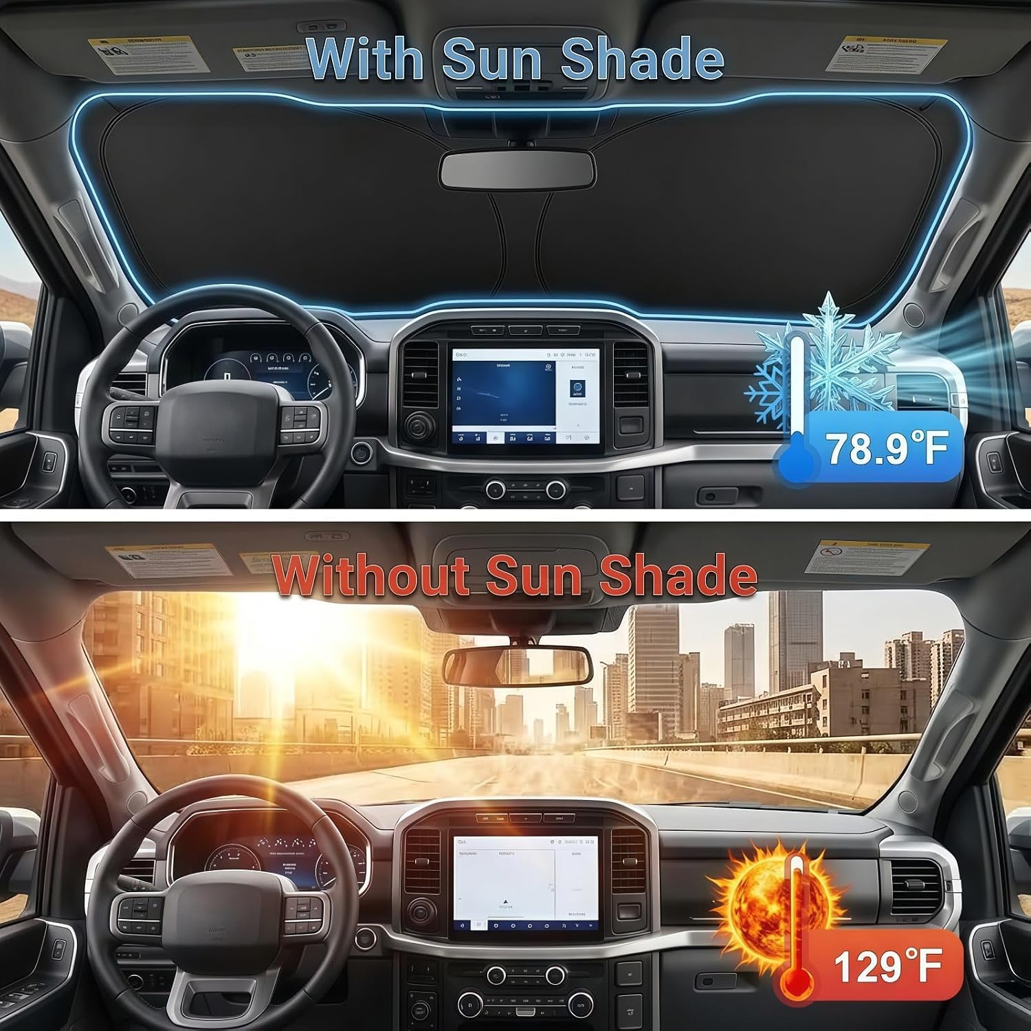Windshield Sun Shade, Foldable Car Sunshade for Easy Storage, Universal Sun Protector for Cars, Suvs, Trucks – Blocks Glare, Reduces Heat, Keeps Interior Cooler