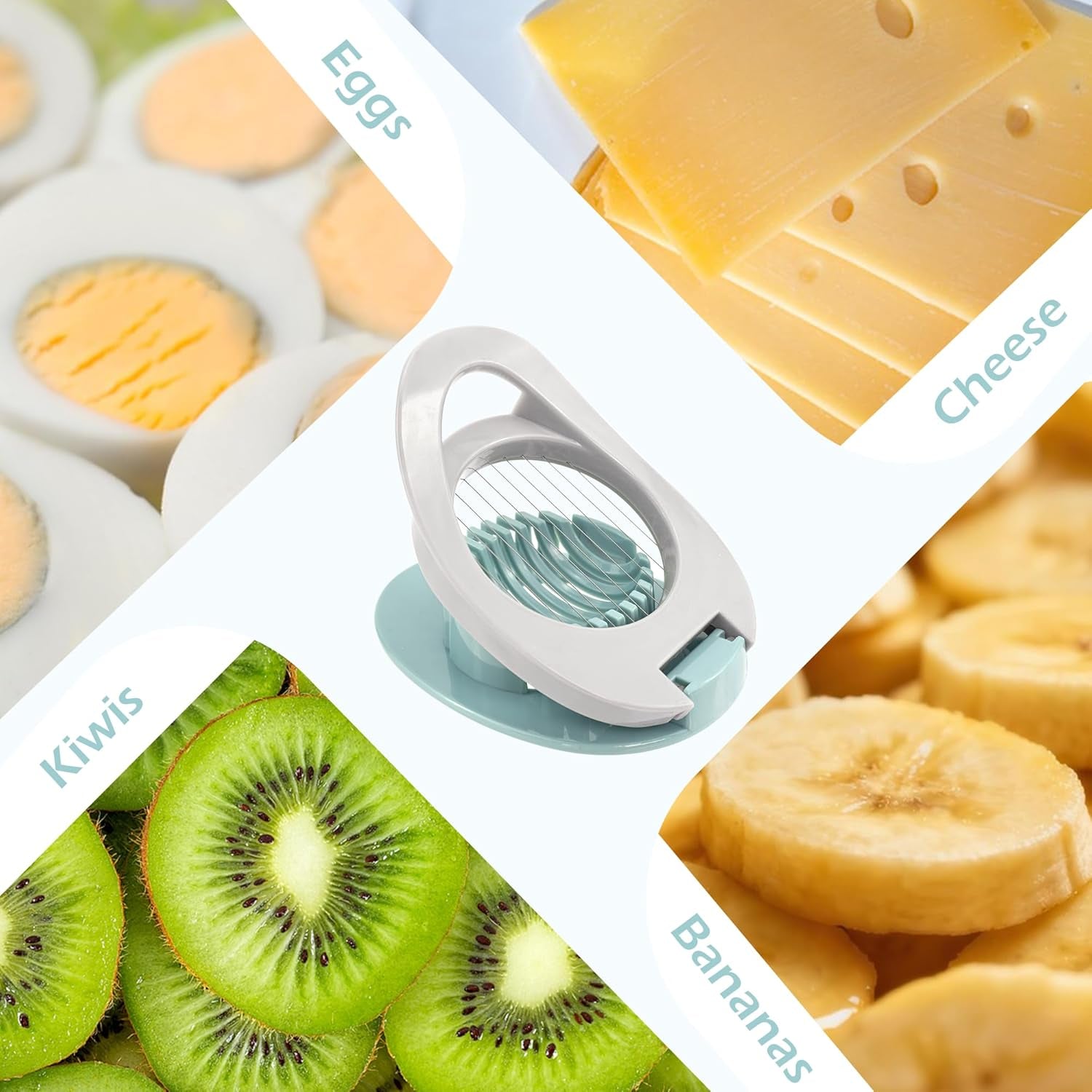 Egg Slicer Easy to Clean Egg Cutter with Stainless Steel Wire for Kitchen Soft Fruit, Strawberrys Kiwis Sandwiches Salads