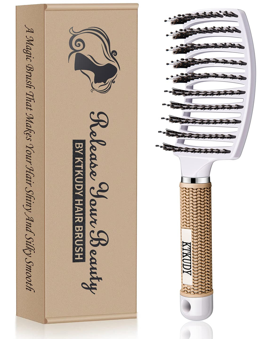 Detangling Hair Brush - Boar Bristle & Tangle-Free Design for Kids, Women, and Men - Perfect for Wet and Dry Hair - Smooth, Magical Pain-Free Styling (Red)