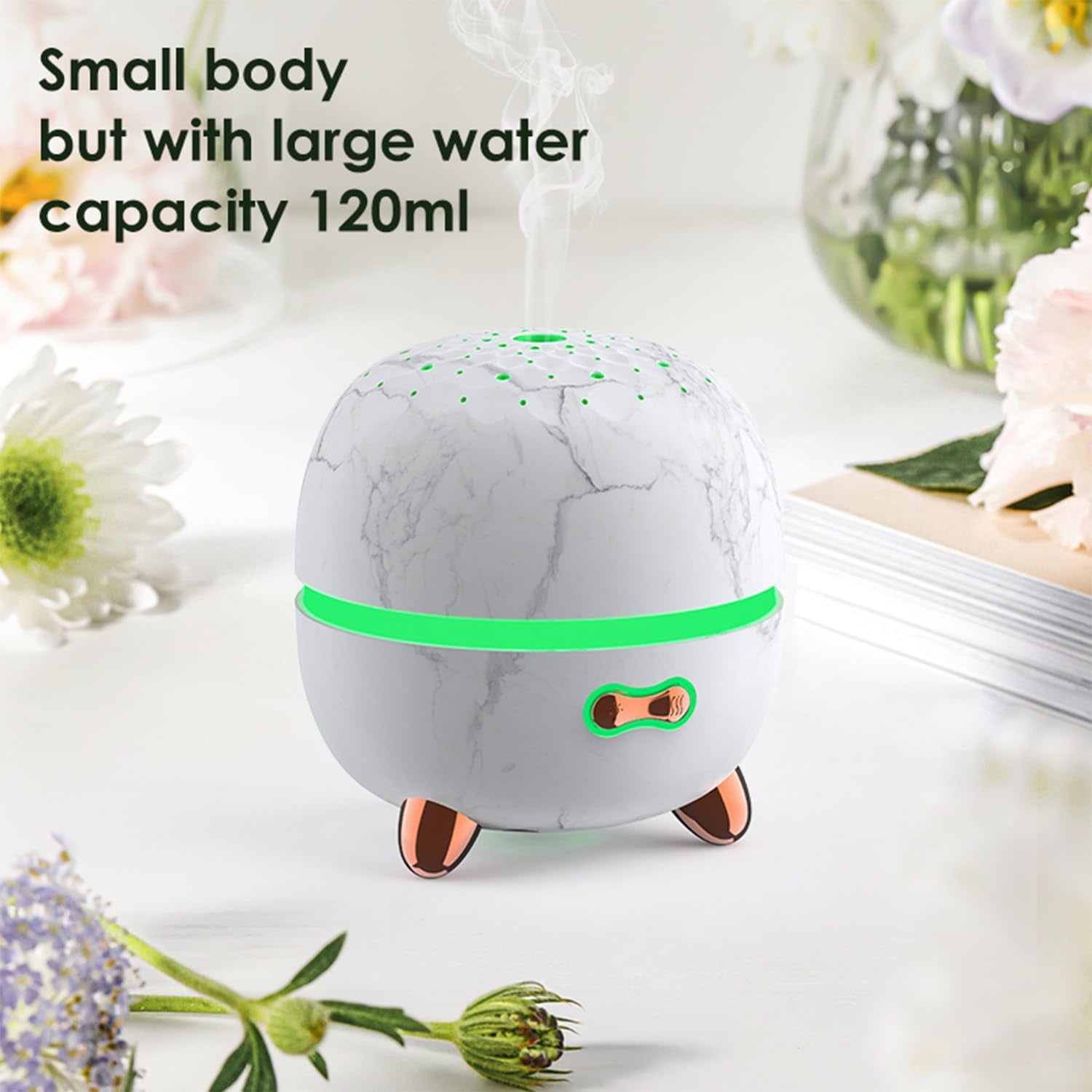 Essential Oil Diffuser, 120Ml Small Aromatherapy Diffuser, Ultrasonic Diffusers for Essential Oil, Cool Mist Humidifier with 7 Color LED and Auto off Safety, for Bedroom,Office, Study Room