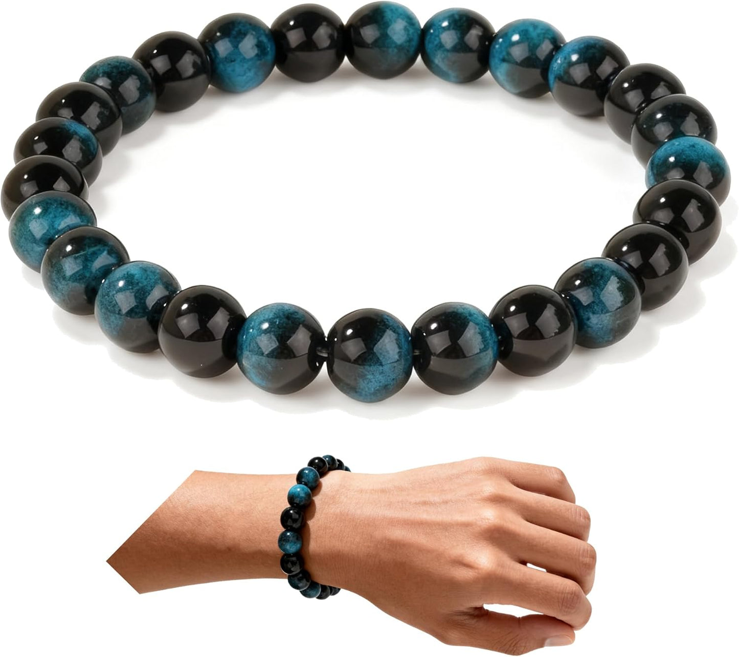 Handmade 8Mm Beaded Bracelets for Men Protection Bracelet for Women Chakra Feng Shui Stretchy Handmade Lucky Money Stretchy Crystal Bracelets Best Gifts
