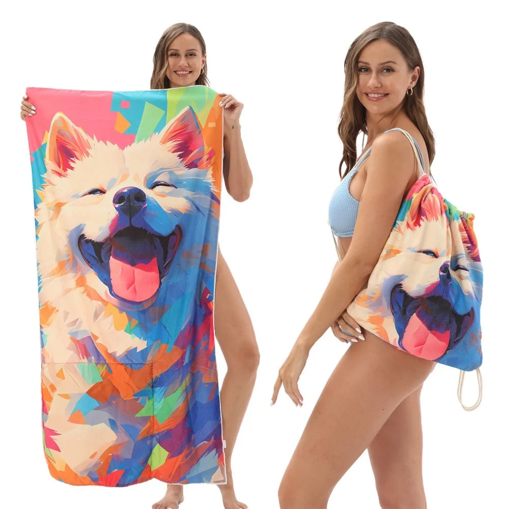 Quick Dry Lightweight Beach Towel – Super Absorbent Foldable Backpack Style (80x160cm)