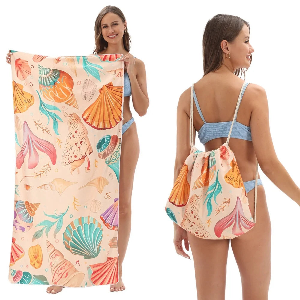 Quick Dry Lightweight Beach Towel – Super Absorbent Foldable Backpack Style (80x160cm)