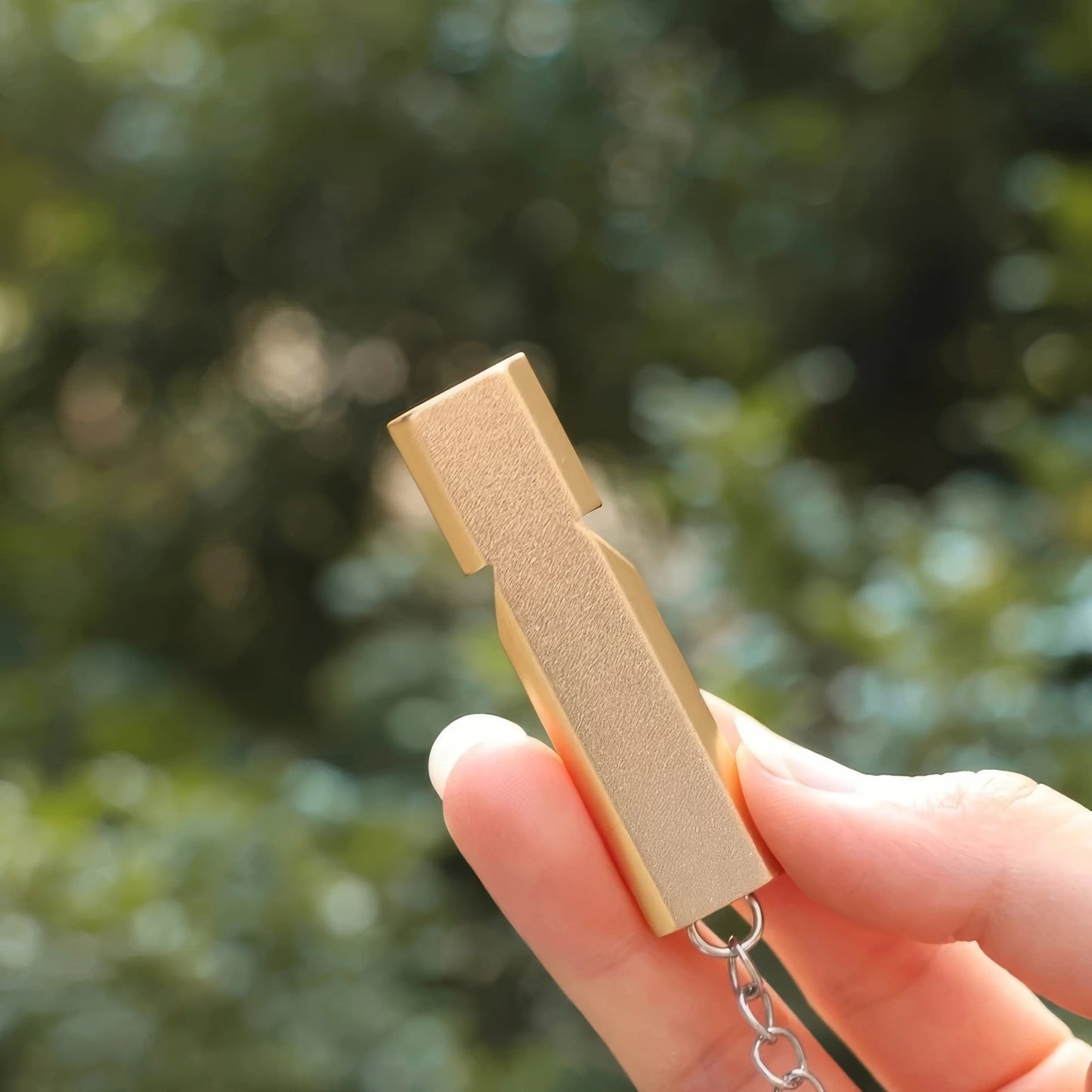 Gold Survival Whistle Keychain Dual Tube Outdoor Emergency Rescue Safety Whistle