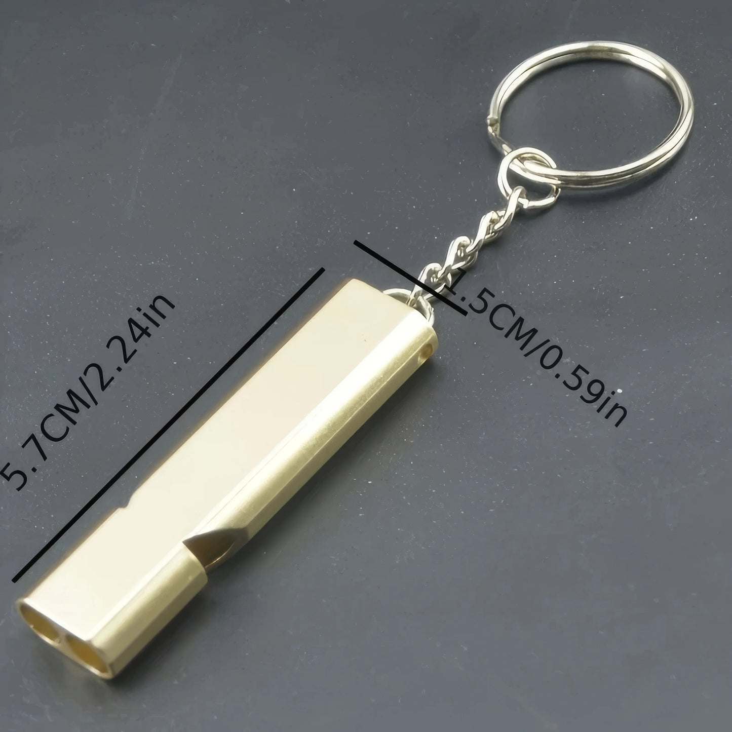Gold Survival Whistle Keychain Dual Tube Outdoor Emergency Rescue Safety Whistle