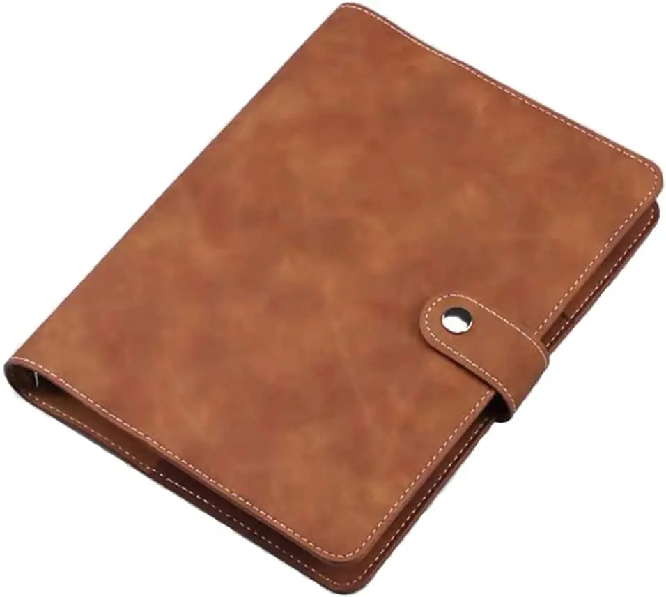 A5 PU Leather Binder Cover Refillable 6 Ring Notebook Organizer with Magnetic Buckle