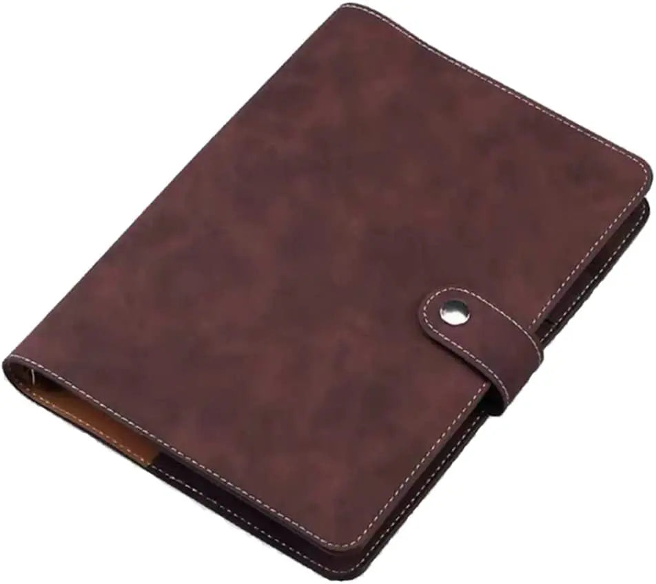 A5 PU Leather Binder Cover Refillable 6 Ring Notebook Organizer with Magnetic Buckle